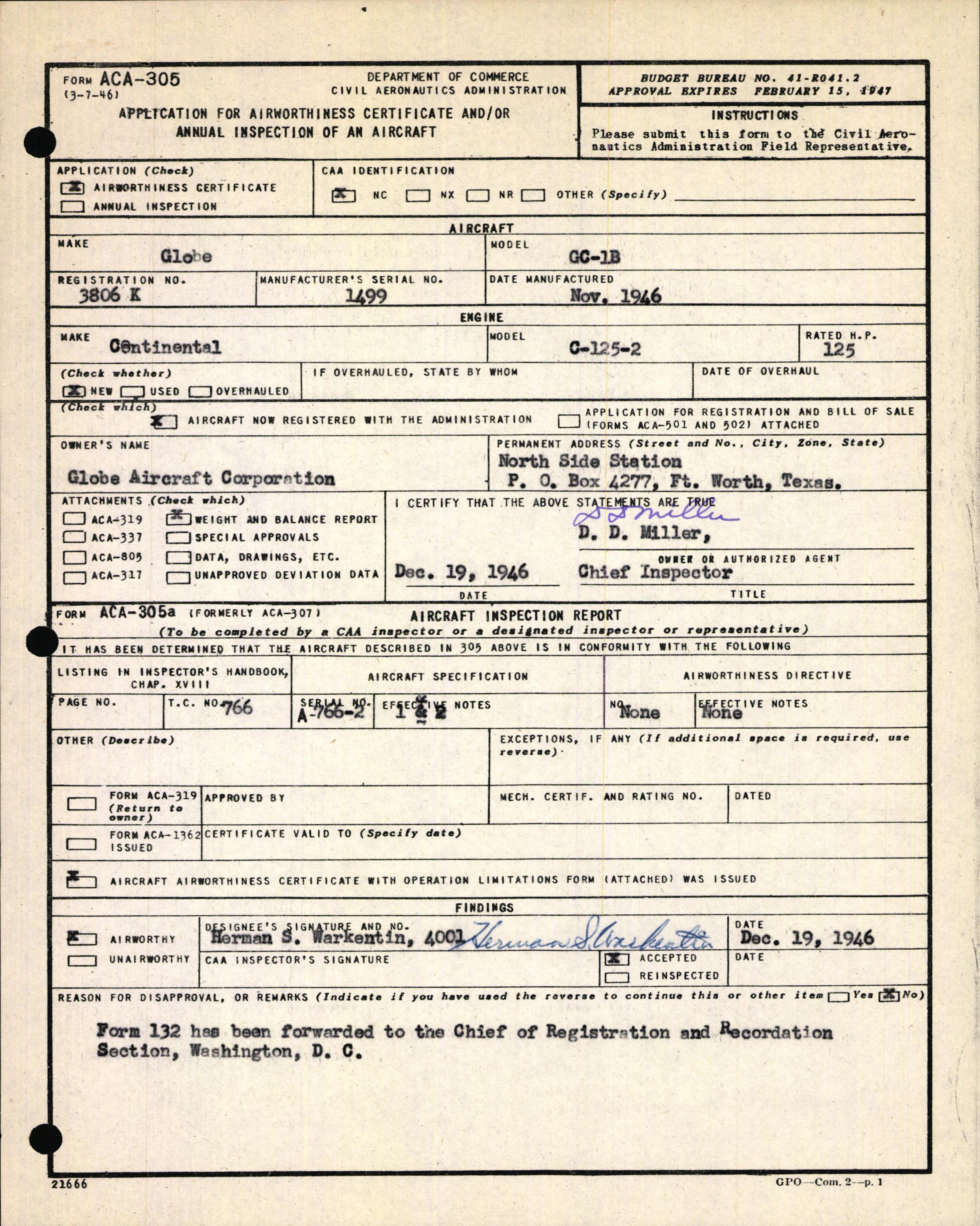 Sample page 3 from AirCorps Library document: Technical Information for Serial Number 1499