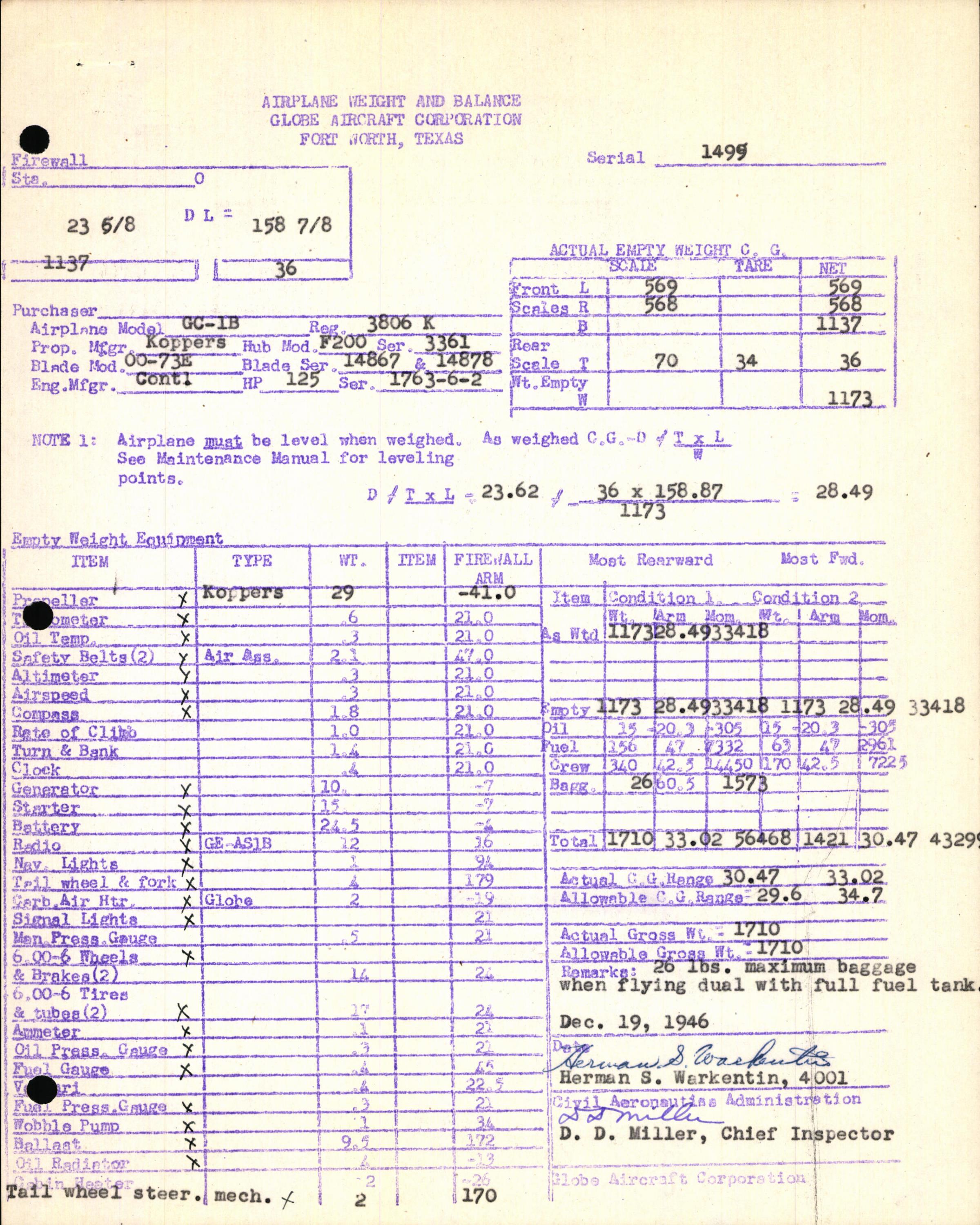 Sample page 5 from AirCorps Library document: Technical Information for Serial Number 1499