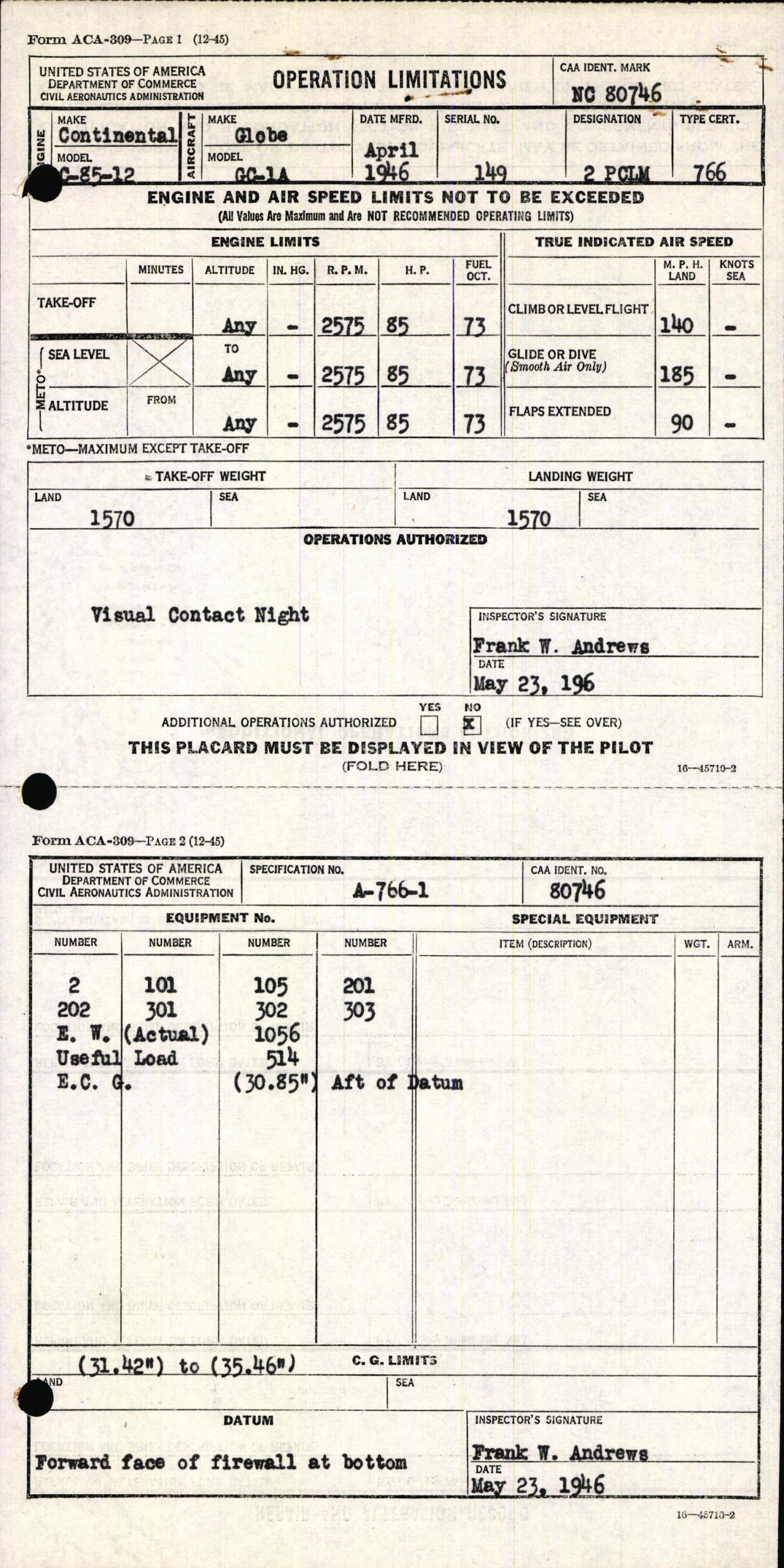 Sample page 3 from AirCorps Library document: Technical Information for Serial Number 149