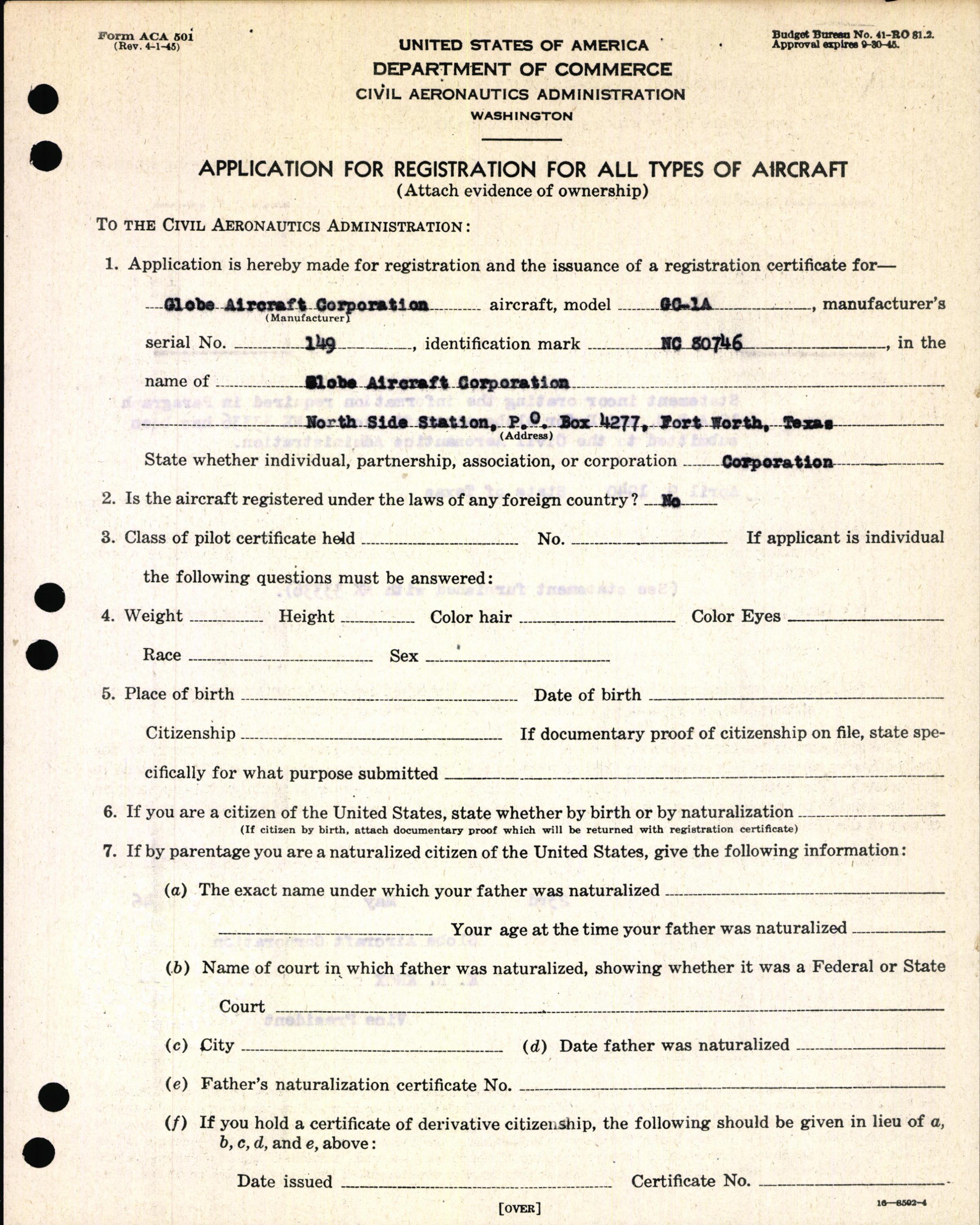 Sample page 5 from AirCorps Library document: Technical Information for Serial Number 149