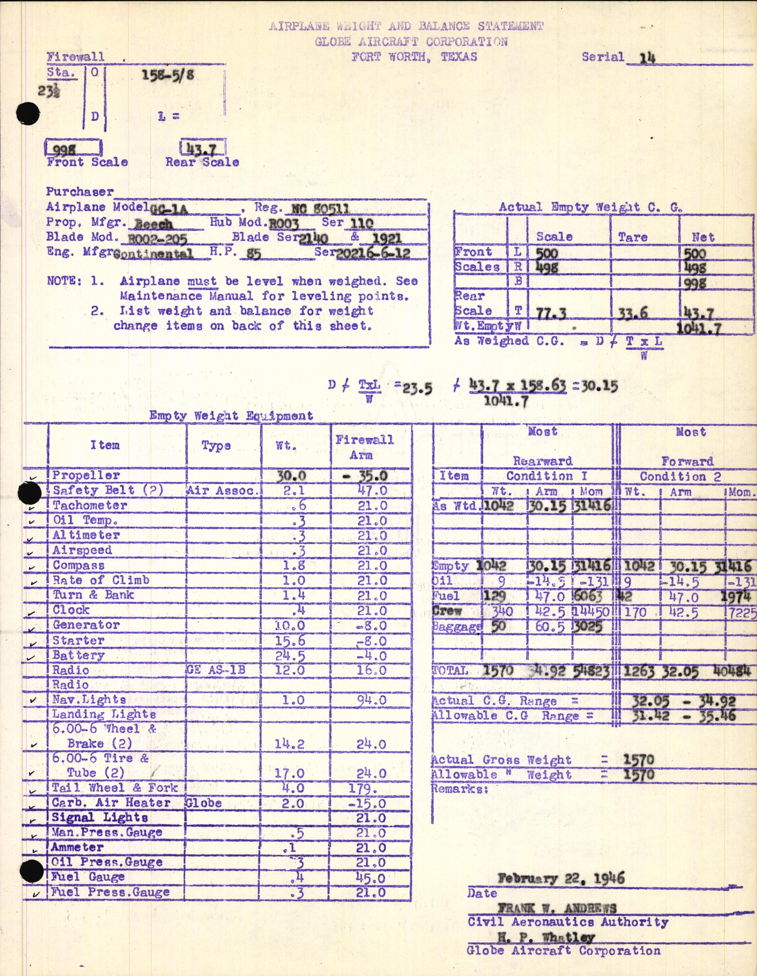 Sample page 7 from AirCorps Library document: Technical Information for Serial Number 14