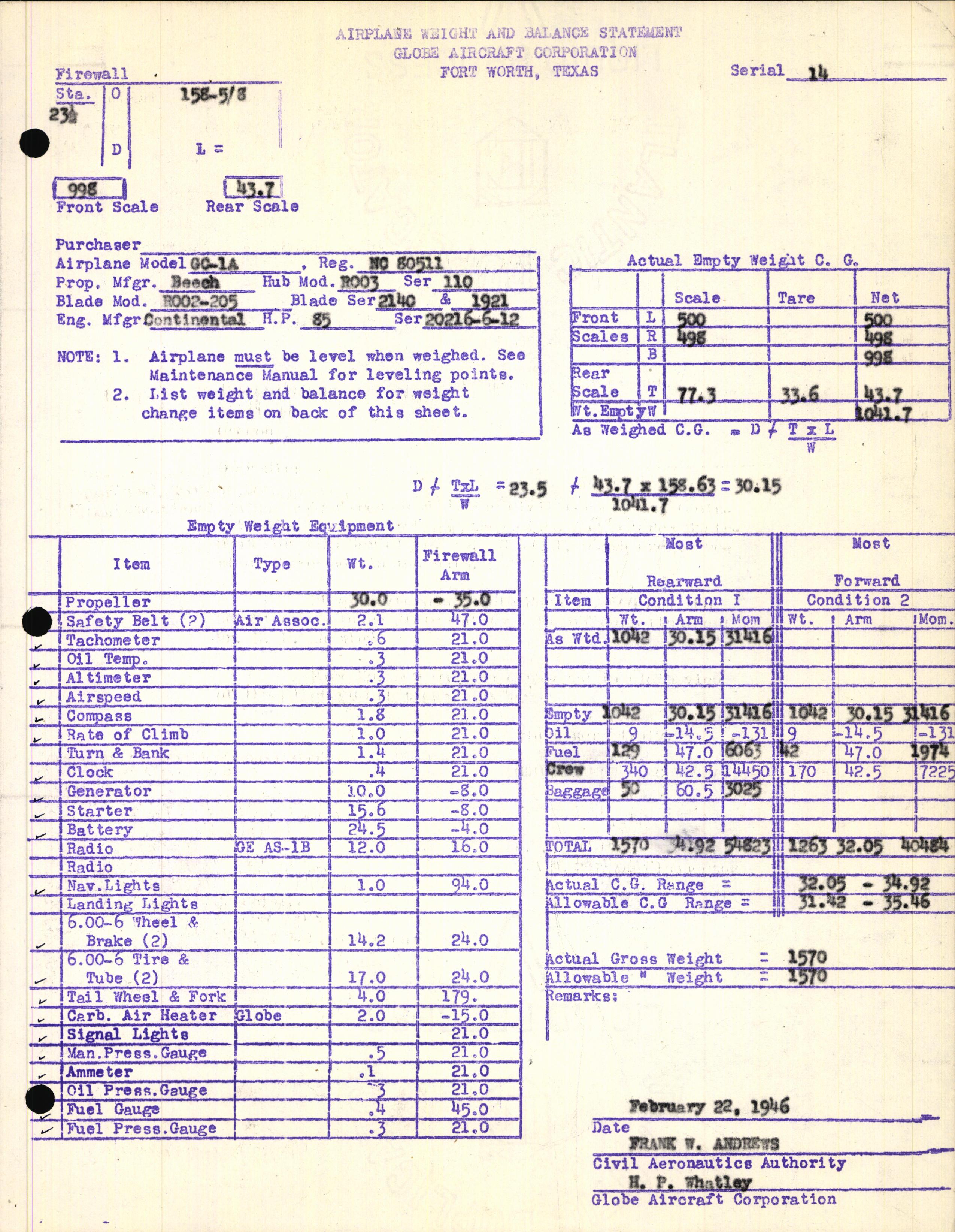 Sample page 9 from AirCorps Library document: Technical Information for Serial Number 14
