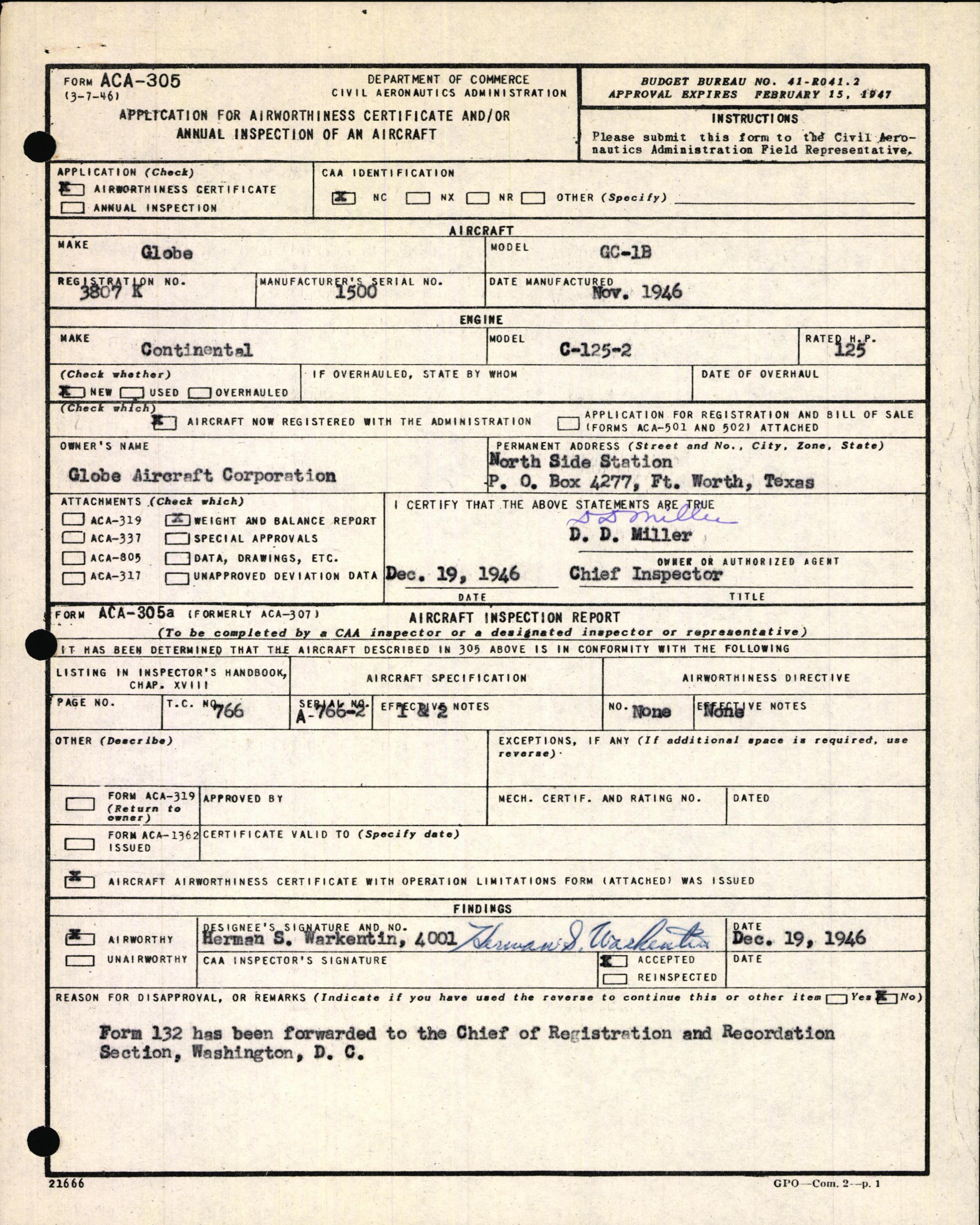 Sample page 3 from AirCorps Library document: Technical Information for Serial Number 1500