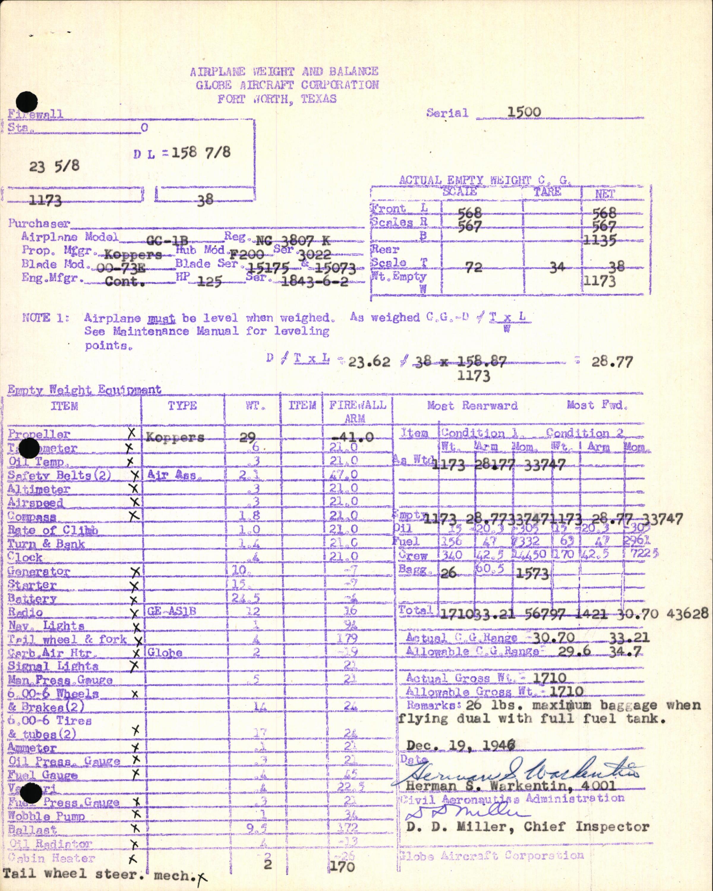 Sample page 5 from AirCorps Library document: Technical Information for Serial Number 1500