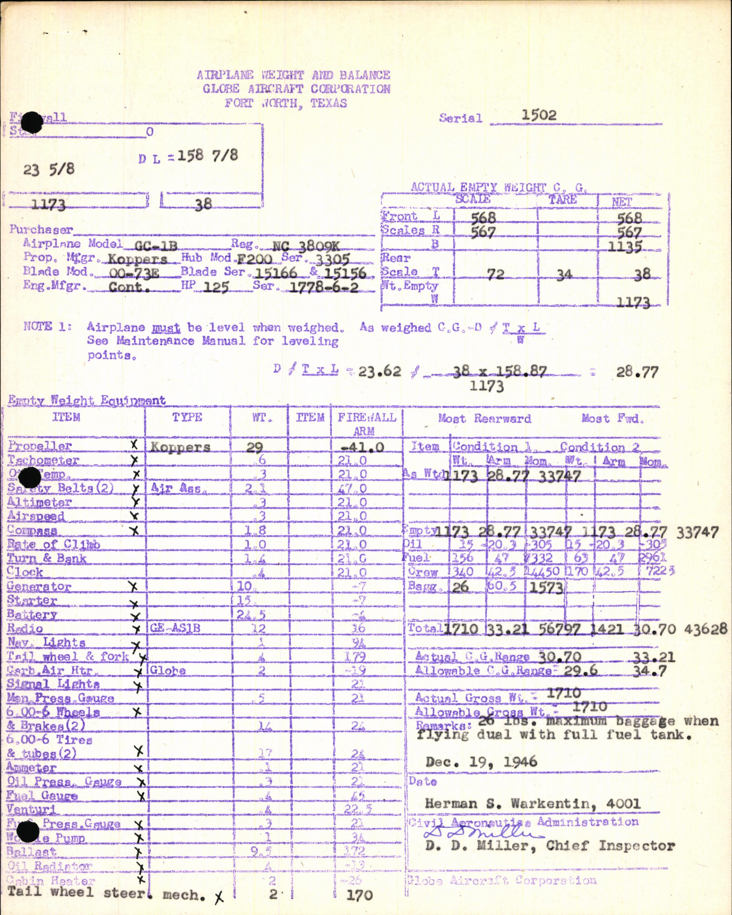 Sample page 5 from AirCorps Library document: Technical Information for Serial Number 1502