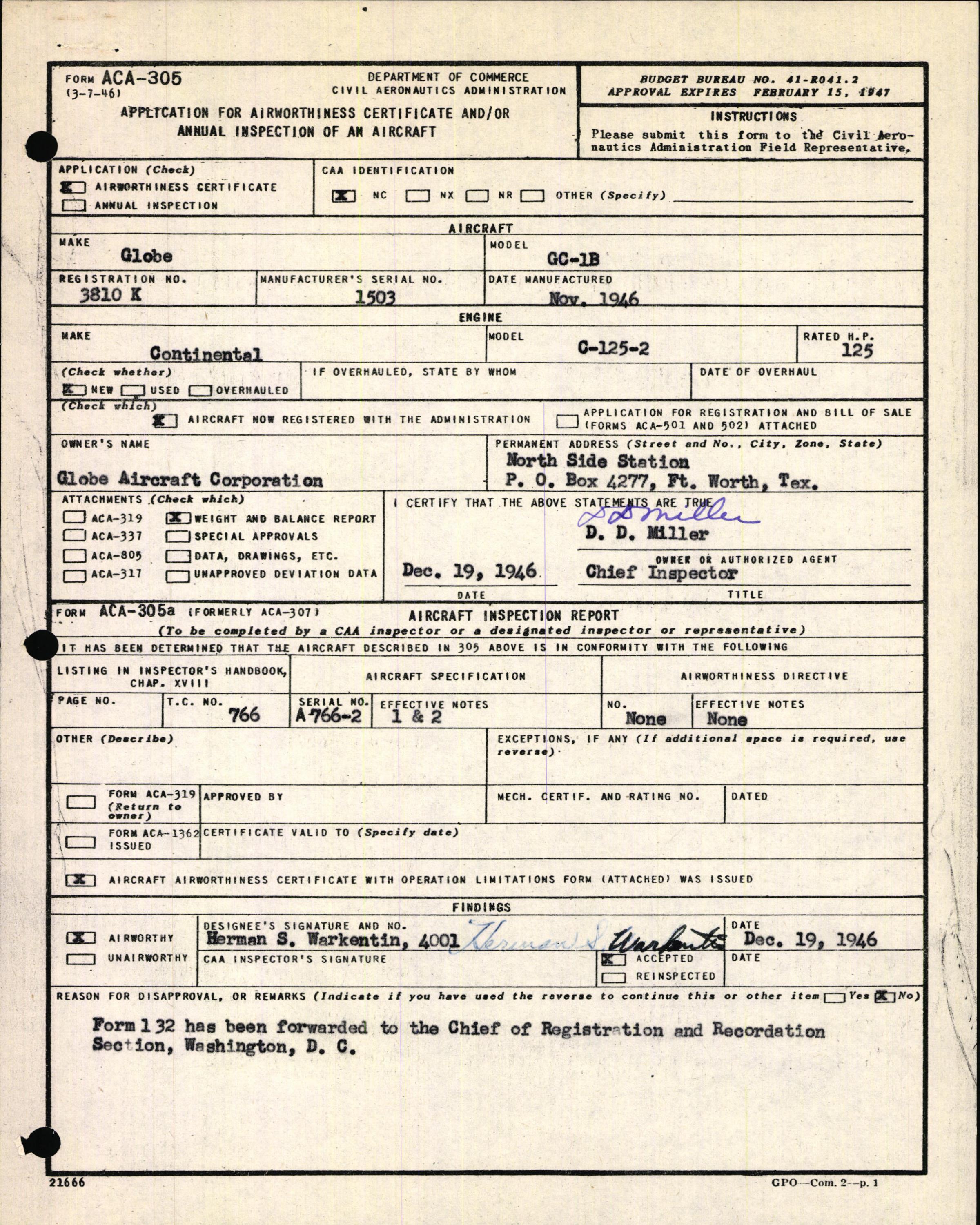 Sample page 3 from AirCorps Library document: Technical Information for Serial Number 1503