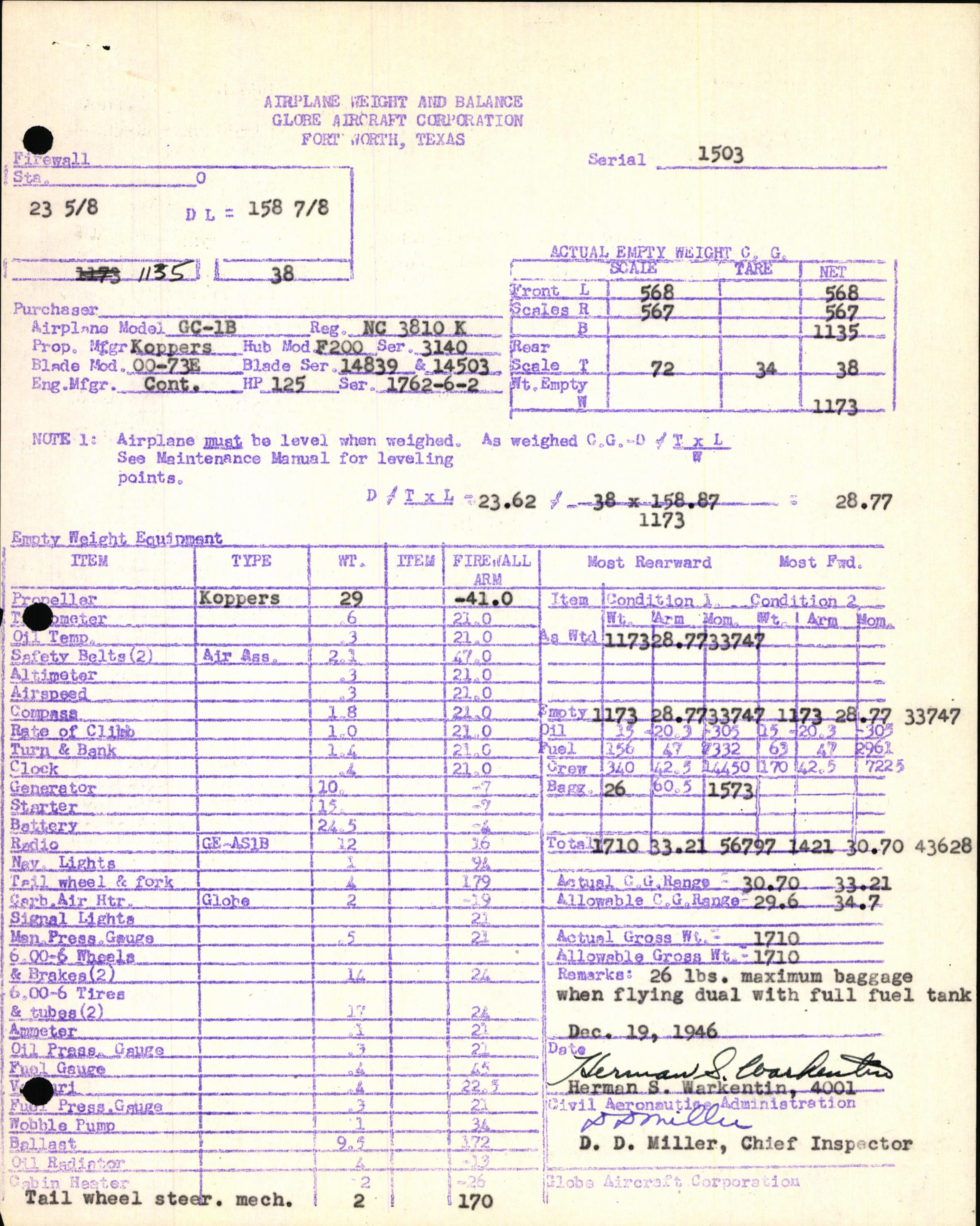 Sample page 5 from AirCorps Library document: Technical Information for Serial Number 1503