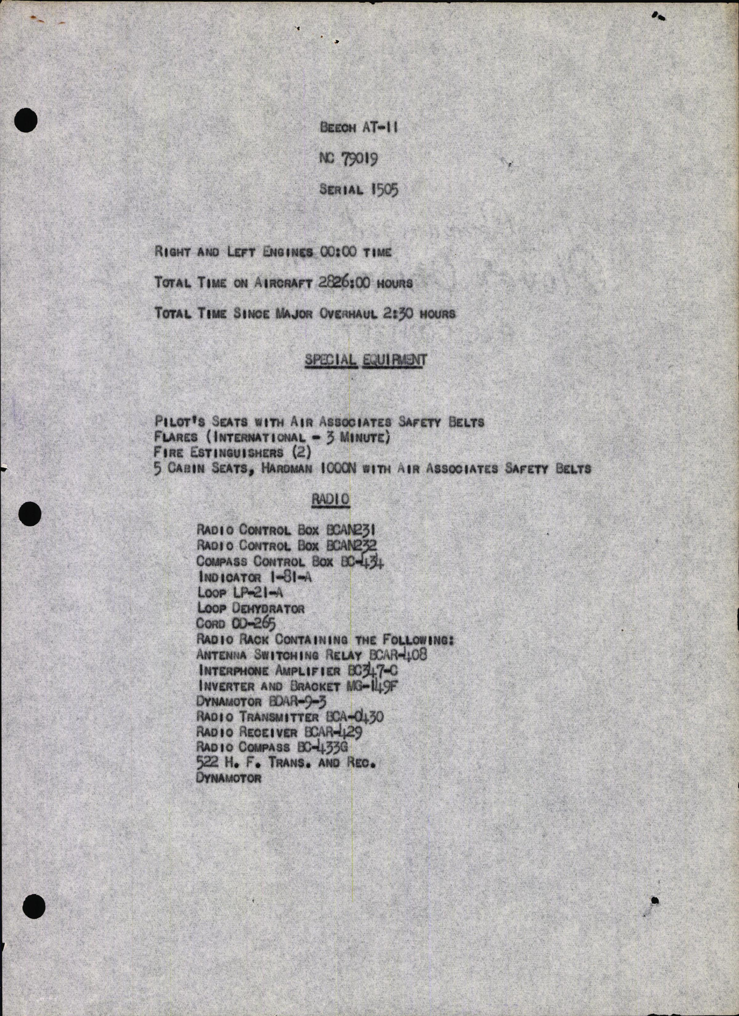 Sample page 7 from AirCorps Library document: Technical Information for Serial Number 1505