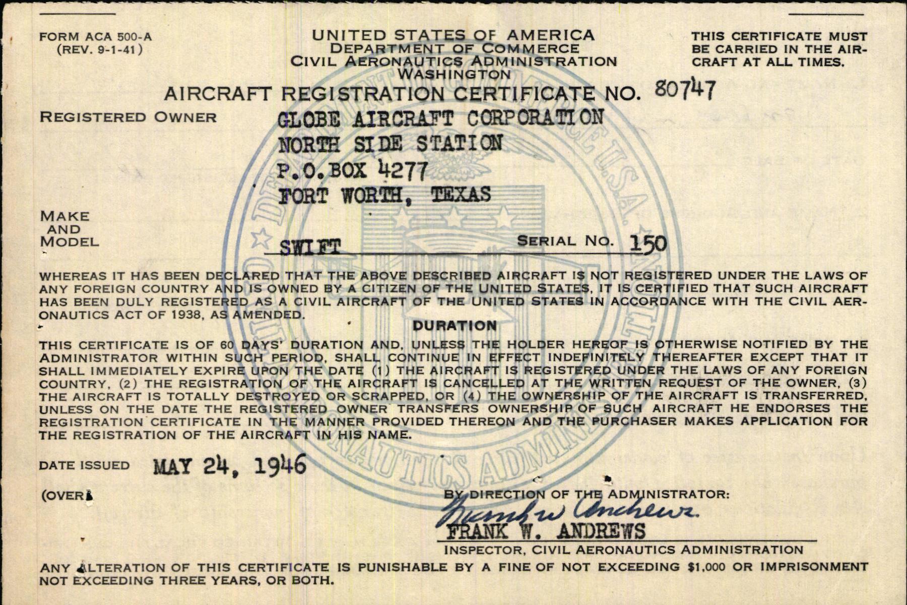 Sample page 5 from AirCorps Library document: Technical Information for Serial Number 150