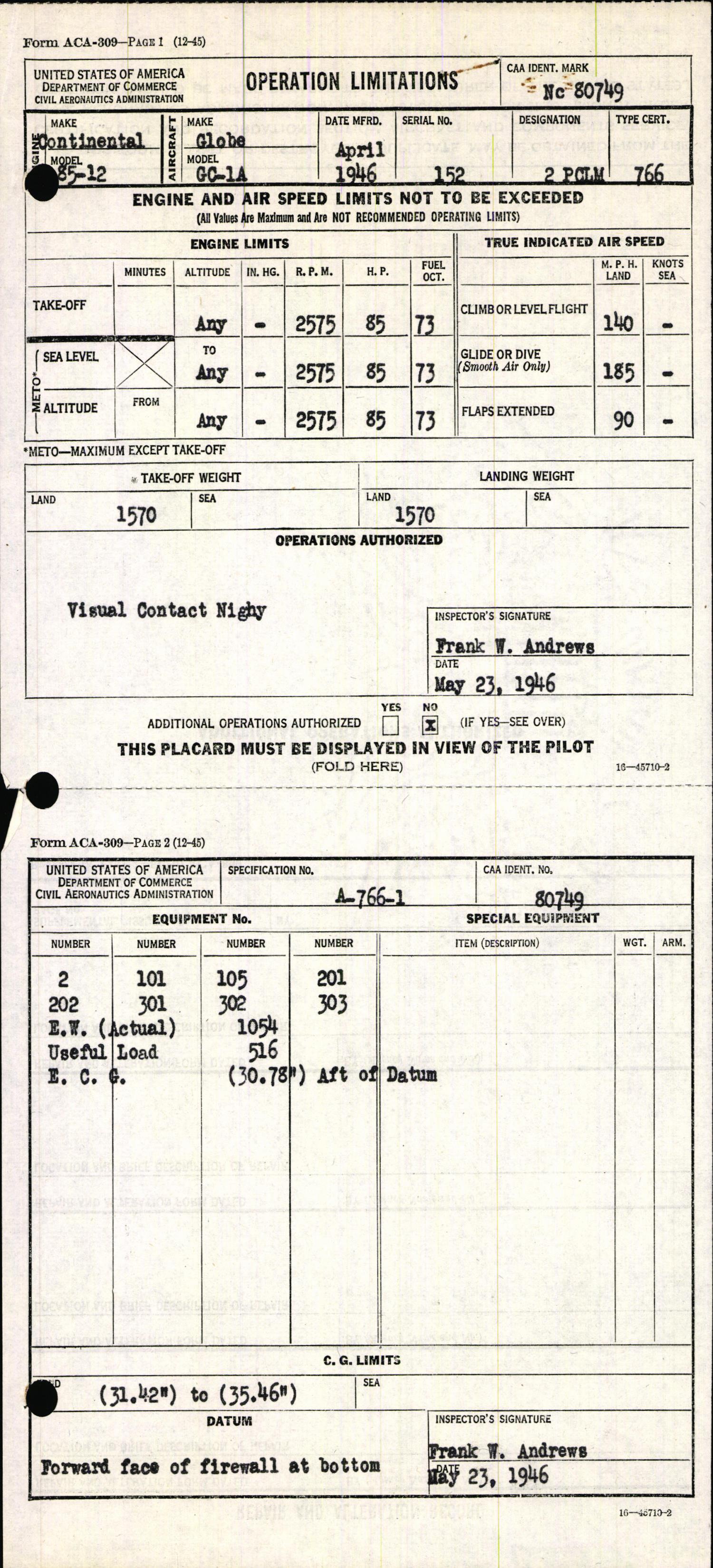 Sample page 5 from AirCorps Library document: Technical Information for Serial Number 152