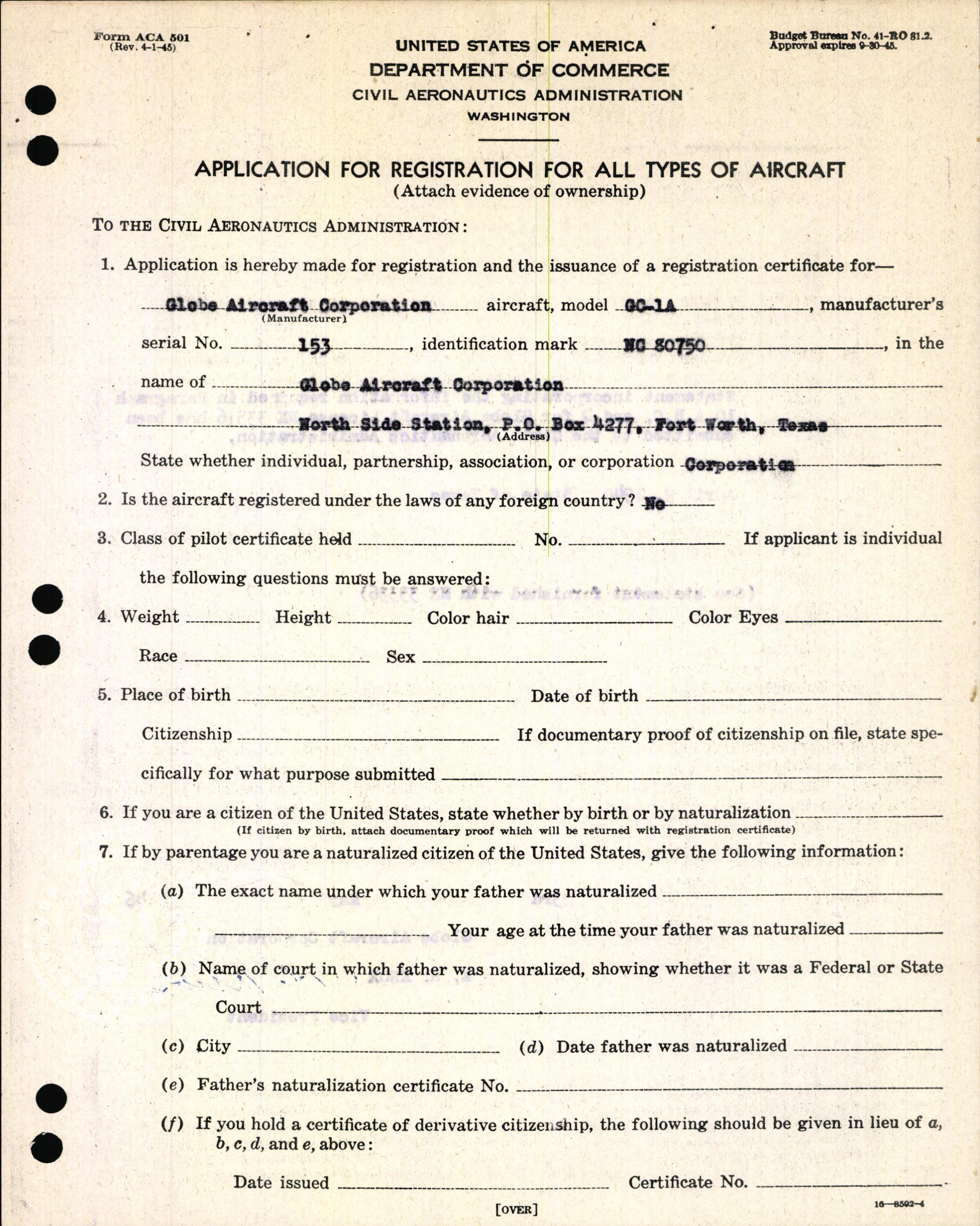 Sample page 5 from AirCorps Library document: Technical Information for Serial Number 153