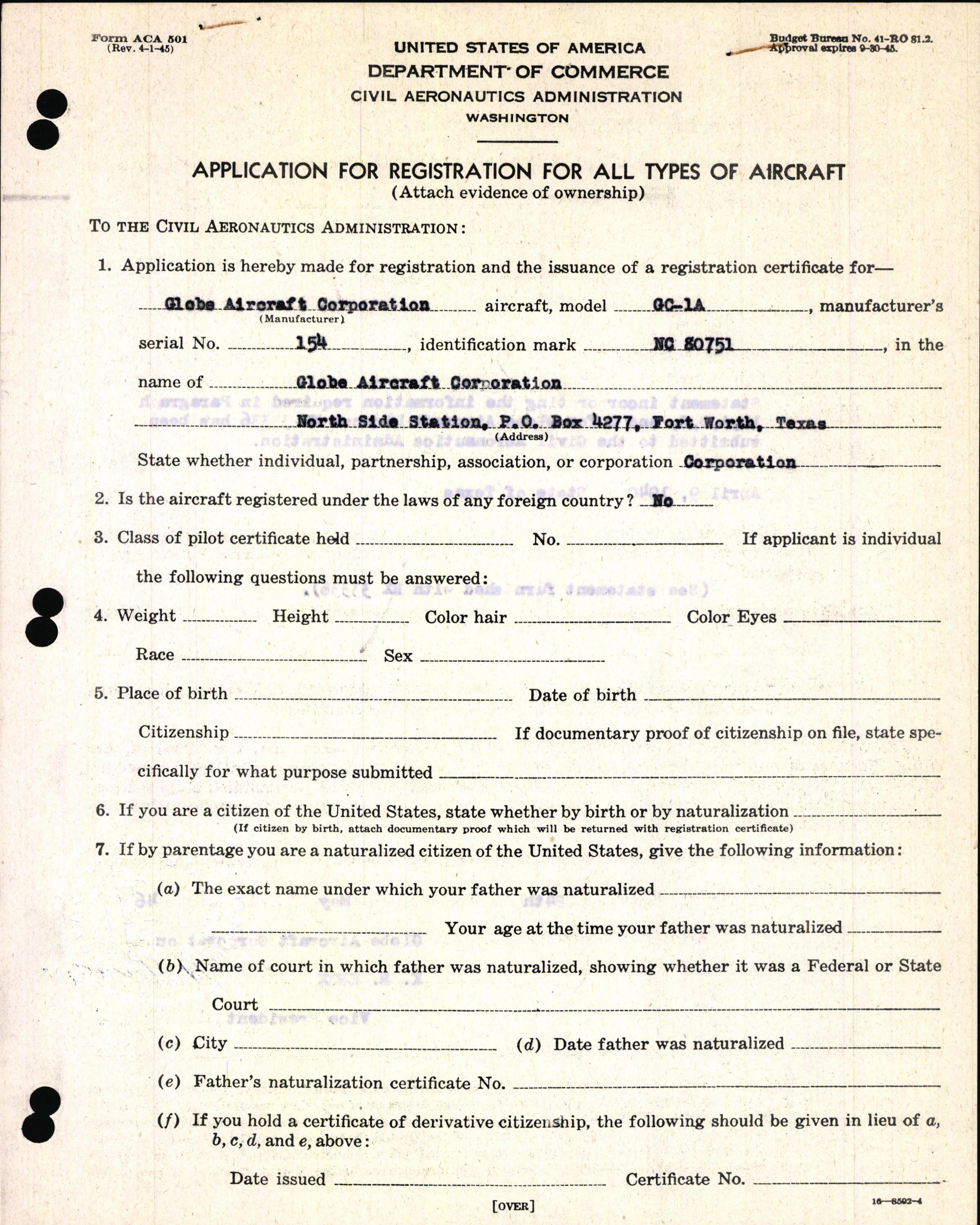 Sample page 5 from AirCorps Library document: Technical Information for Serial Number 154