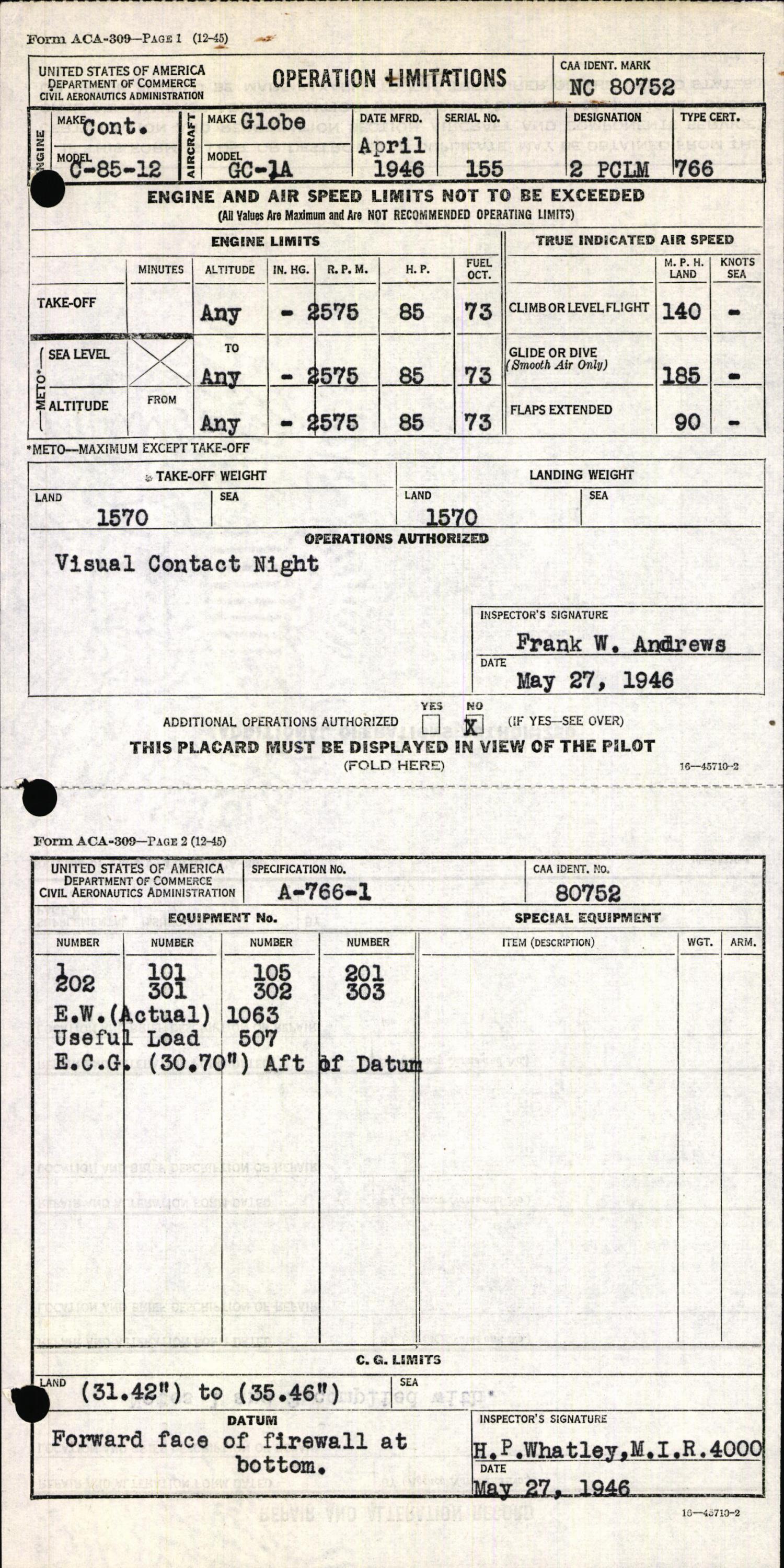 Sample page 5 from AirCorps Library document: Technical Information for Serial Number 155