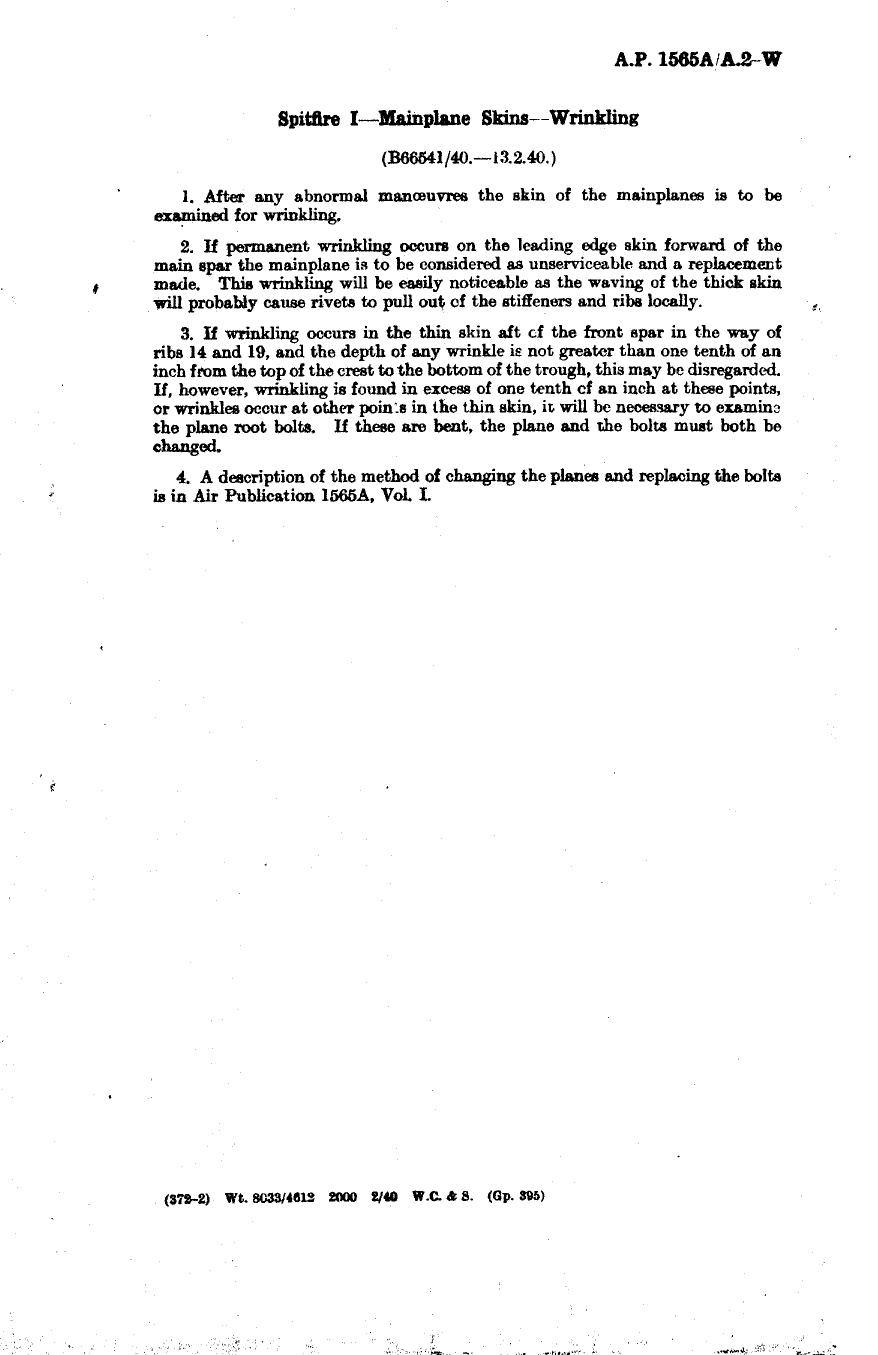 Sample page 1 from AirCorps Library document: Spitfire I Mainplane Skins Wrinkling