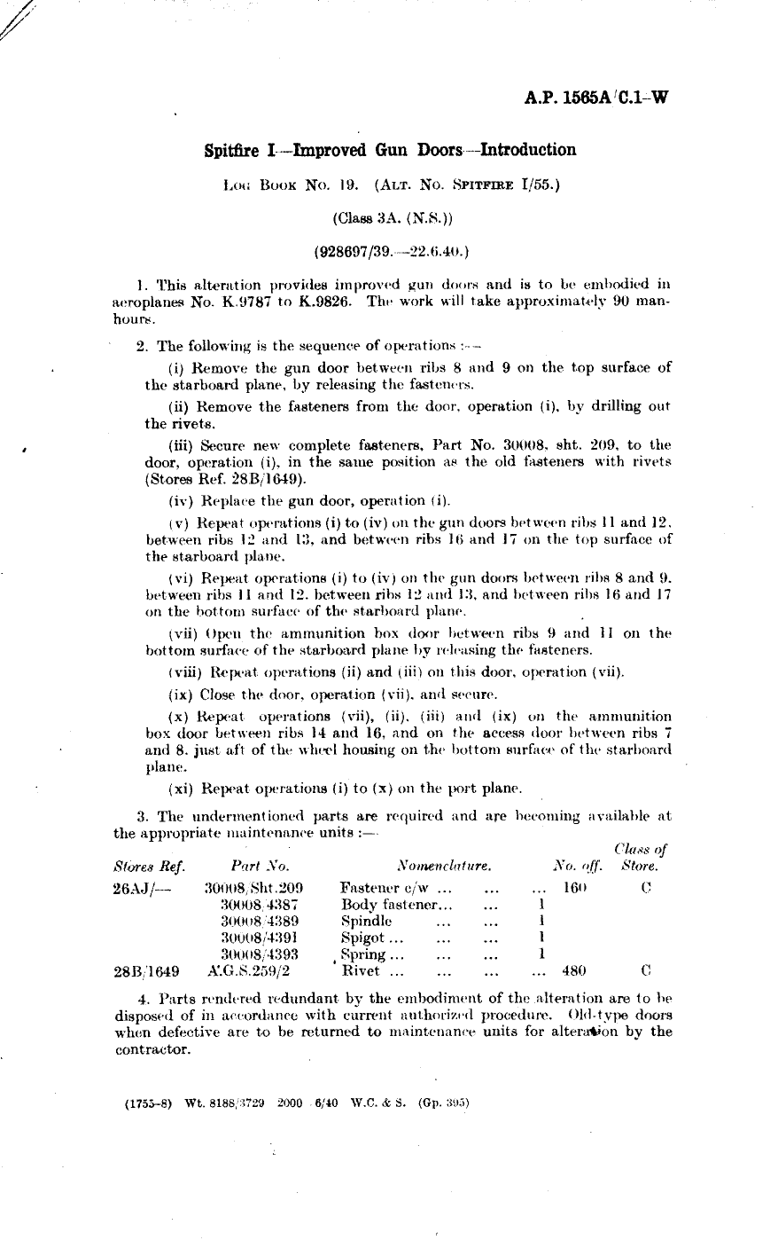 Sample page 1 from AirCorps Library document: Spitfire I Improved Gun Doors Introduction