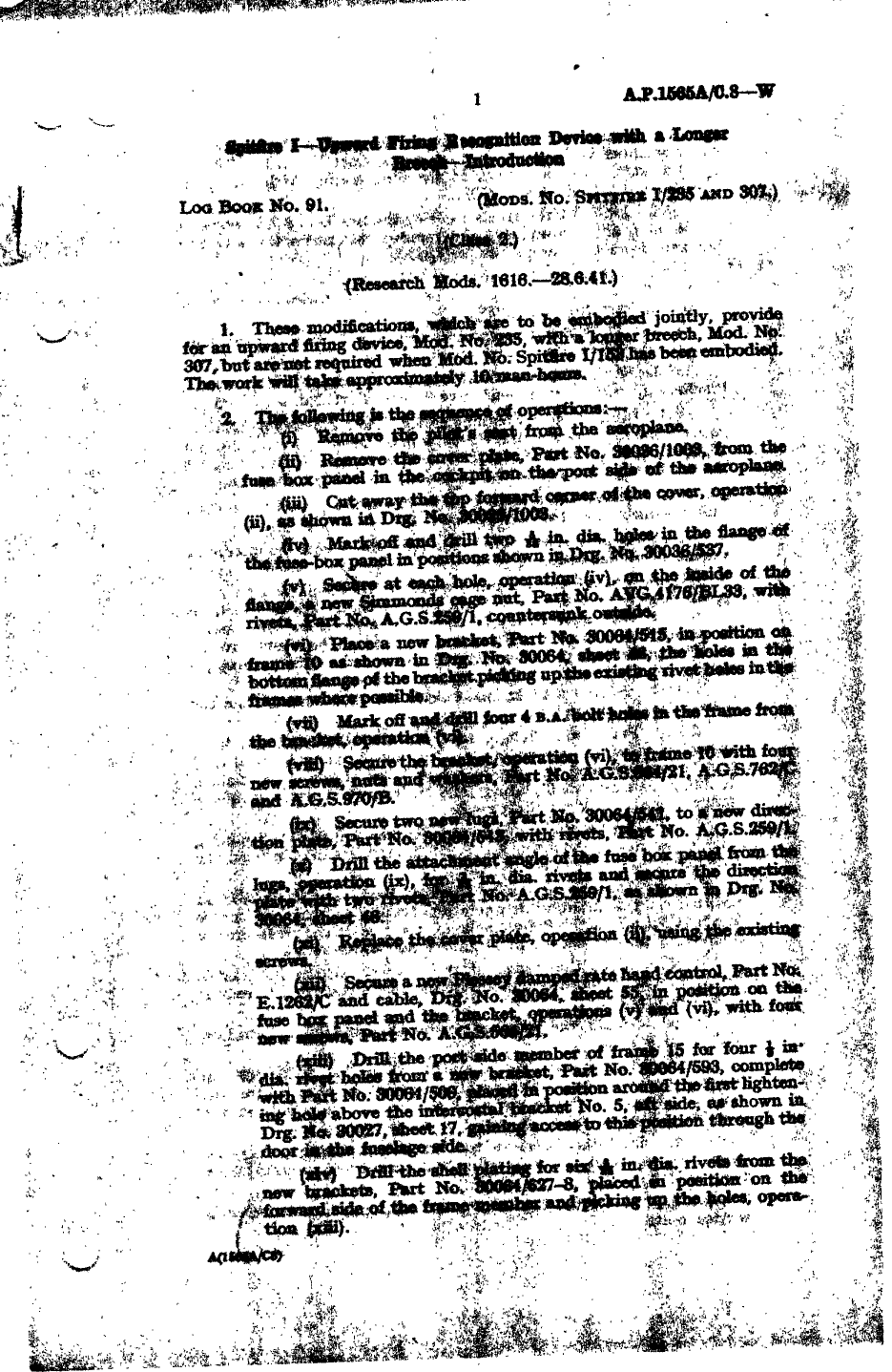 Sample page 1 from AirCorps Library document: Spitfire I Upward Firing Recognition Device with a Longer Breech Introduction