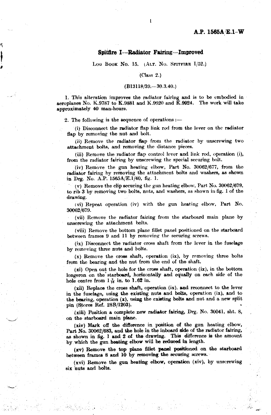 Sample page 1 from AirCorps Library document: Spitfire I Radiator Fairing Improved