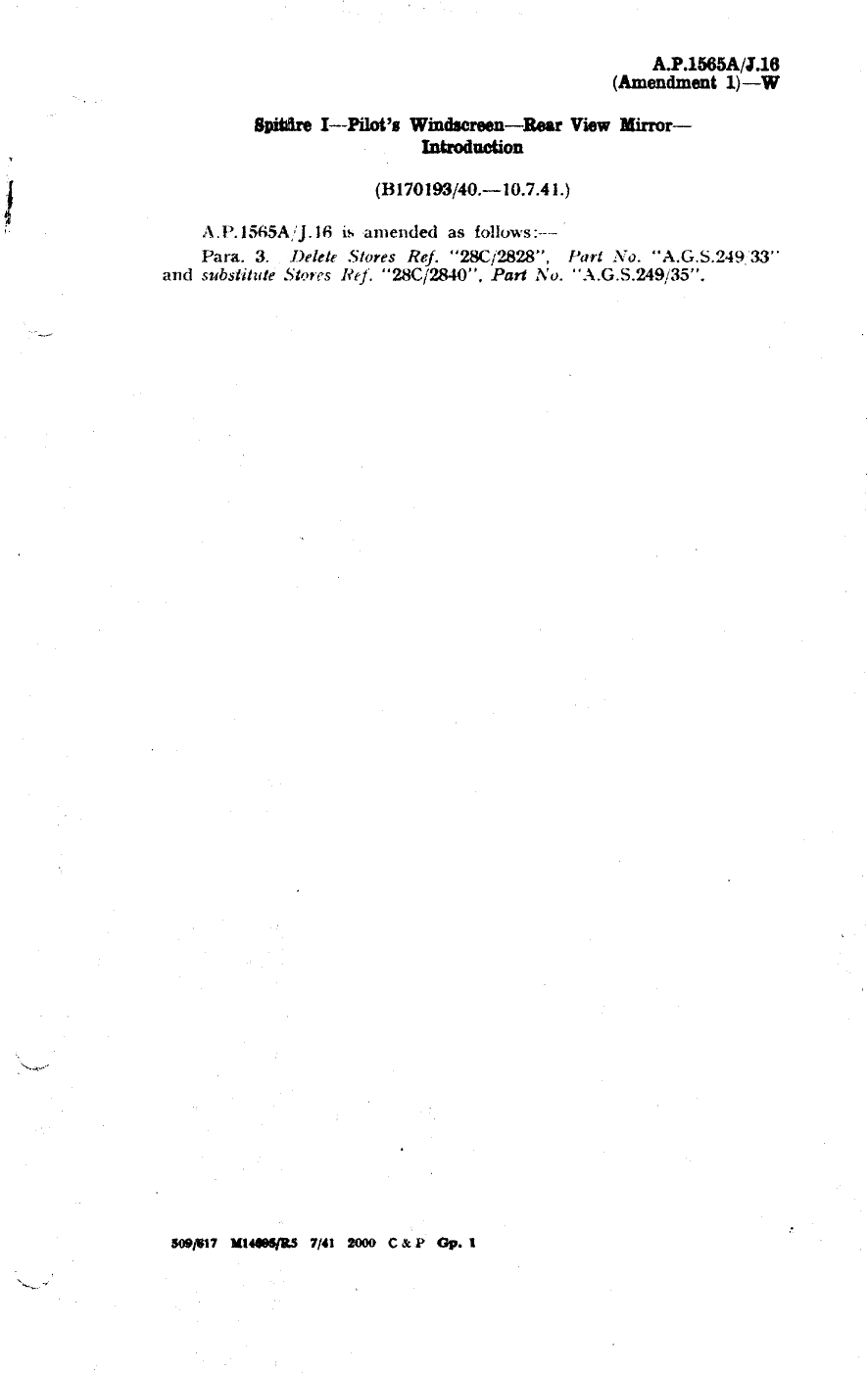 Sample page 1 from AirCorps Library document: Spitfire I Pilot's Windscreen Rear View Mirror Introduction