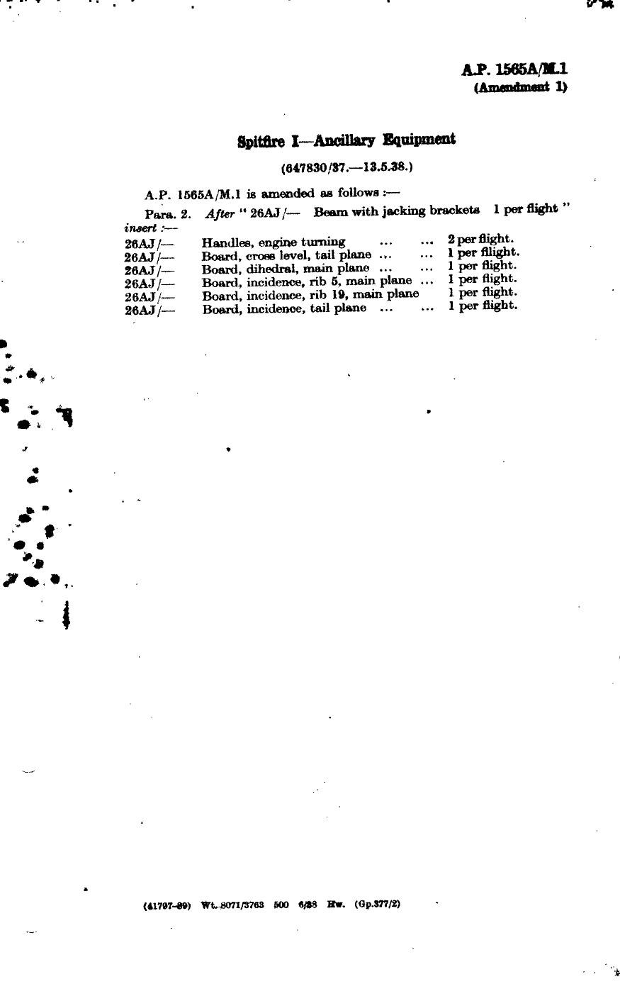 Sample page 1 from AirCorps Library document: Spitfire I Ancillary Equipment