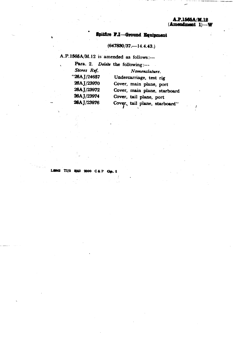 Sample page 1 from AirCorps Library document: Spitfire F.I Ground Equipment