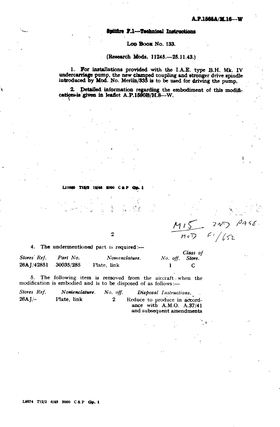 Sample page 1 from AirCorps Library document: Spitfire F.I Technical Instructions