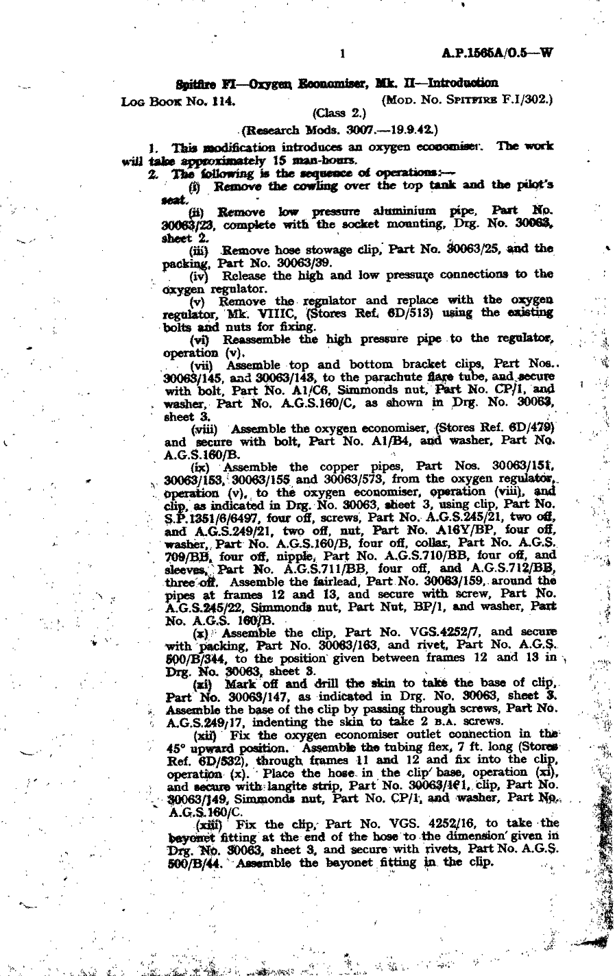 Sample page 1 from AirCorps Library document: Spitfire F.I Oxygen Economiser Mk. II Introduction