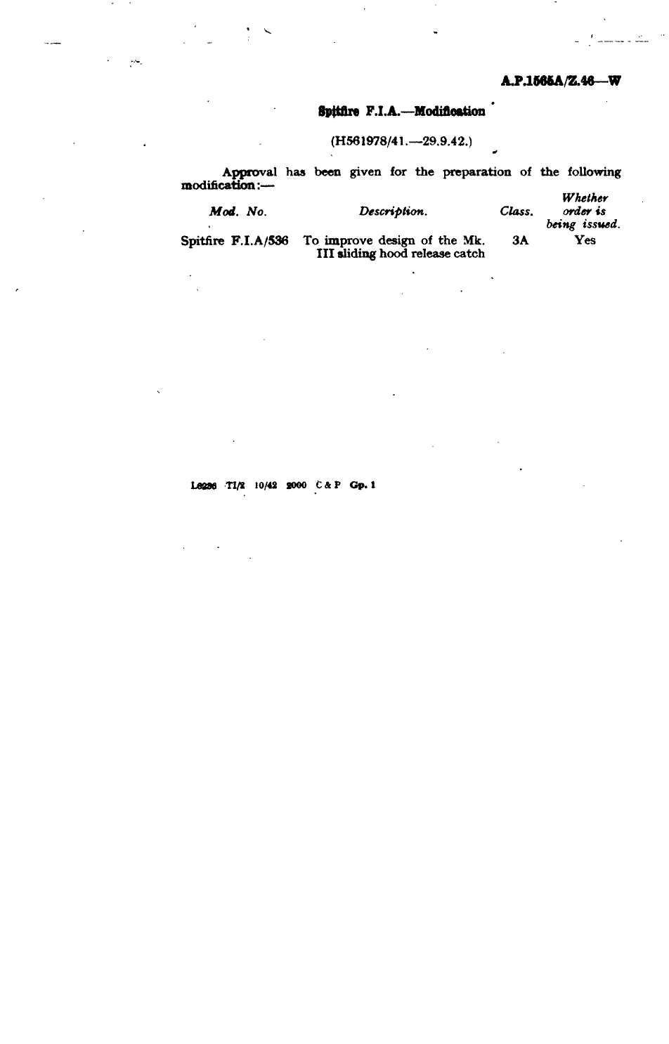 Sample page 1 from AirCorps Library document: Spitfire F.I.A Modification 536