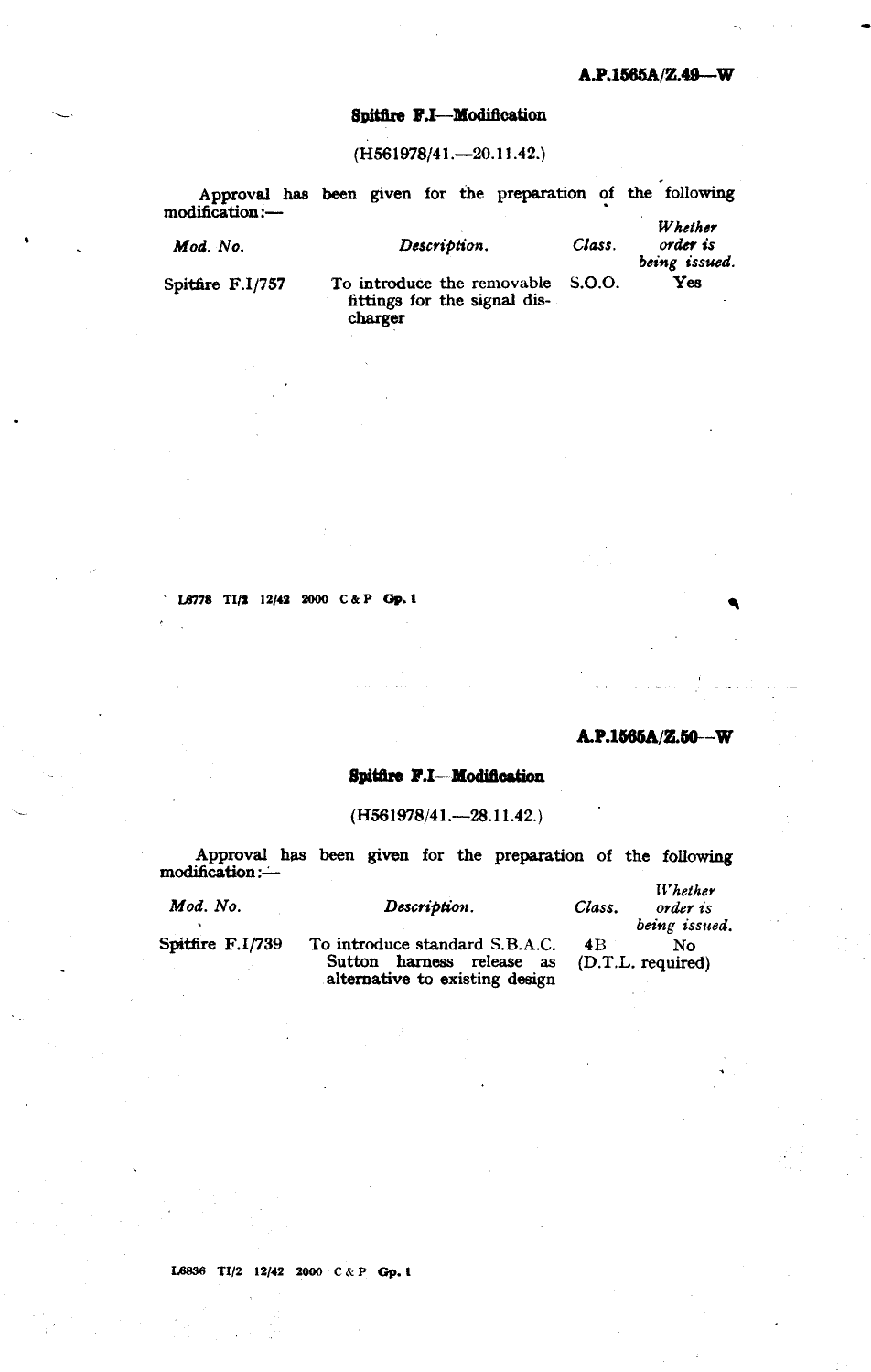 Sample page 1 from AirCorps Library document: Spitfire F.I Modification 757