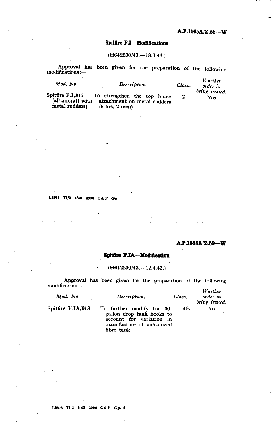 Sample page 1 from AirCorps Library document: Spitfire F.IA Modification 918