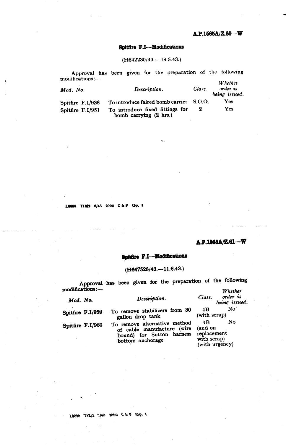 Sample page 1 from AirCorps Library document: Spitfire F.I Modifications 936 and 951