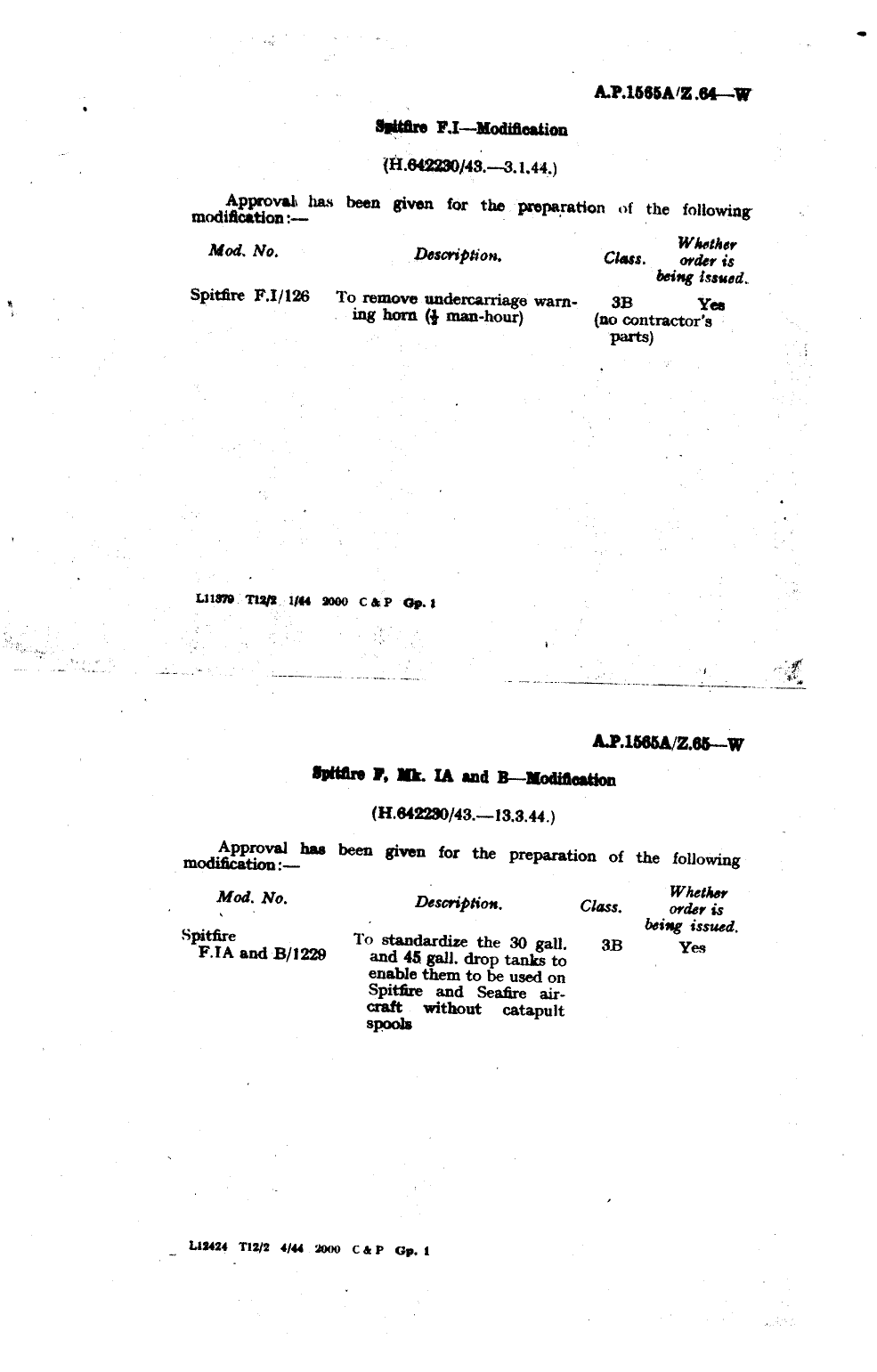 Sample page 1 from AirCorps Library document: Spitfire F.I Modification 126