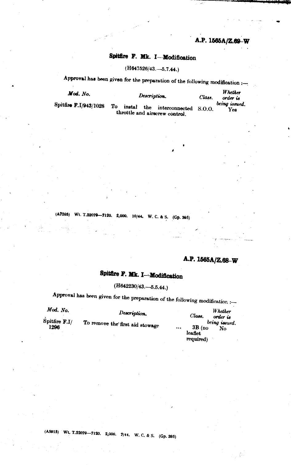 Sample page 1 from AirCorps Library document: Spitfire F Mk. I Modification 1028