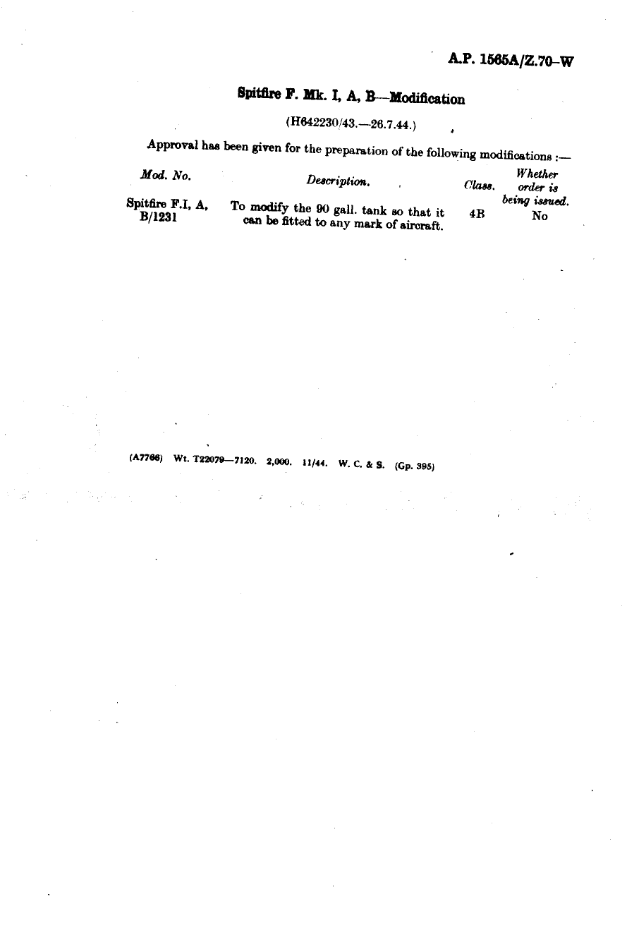 Sample page 1 from AirCorps Library document: Spitfire F Mk. I, A, and B Modification
