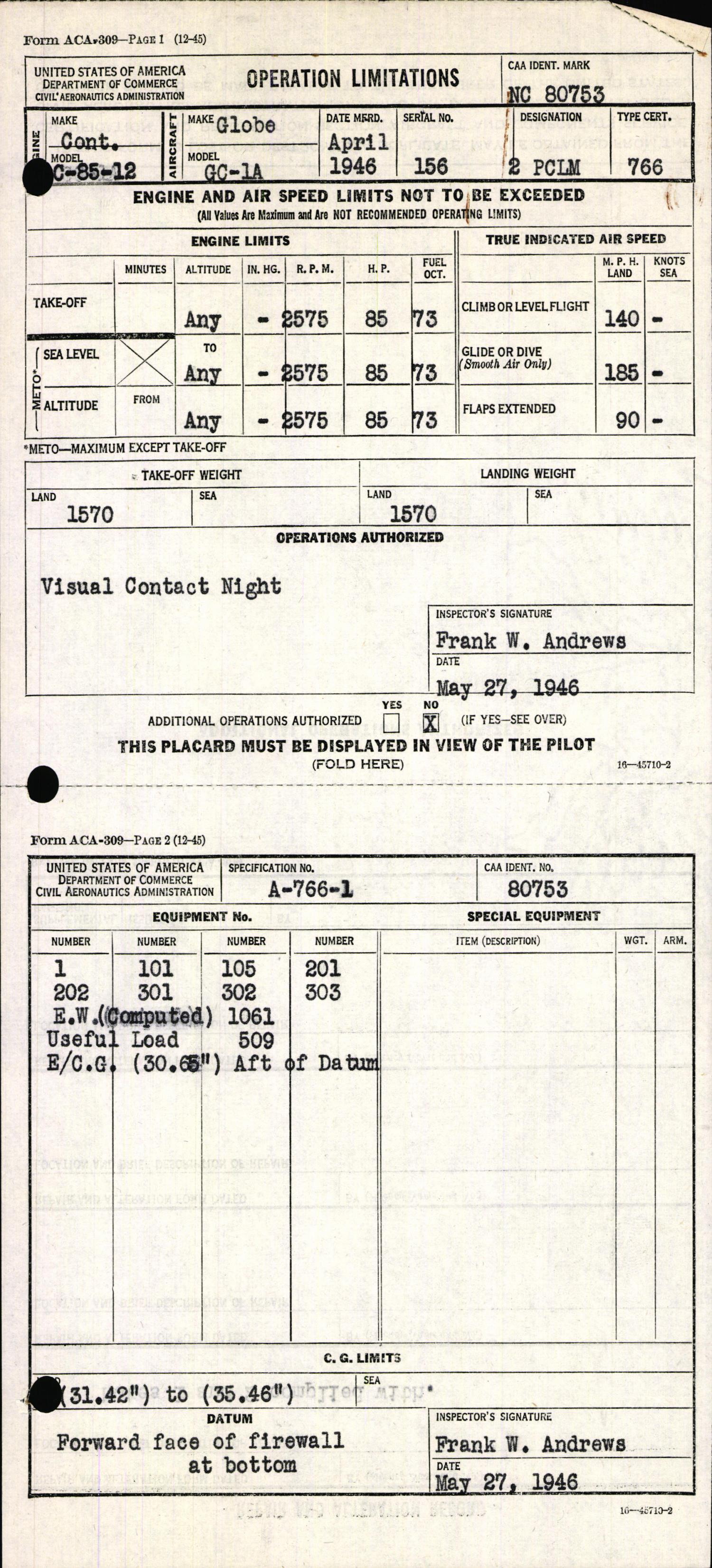 Sample page 5 from AirCorps Library document: Technical Information for Serial Number 156