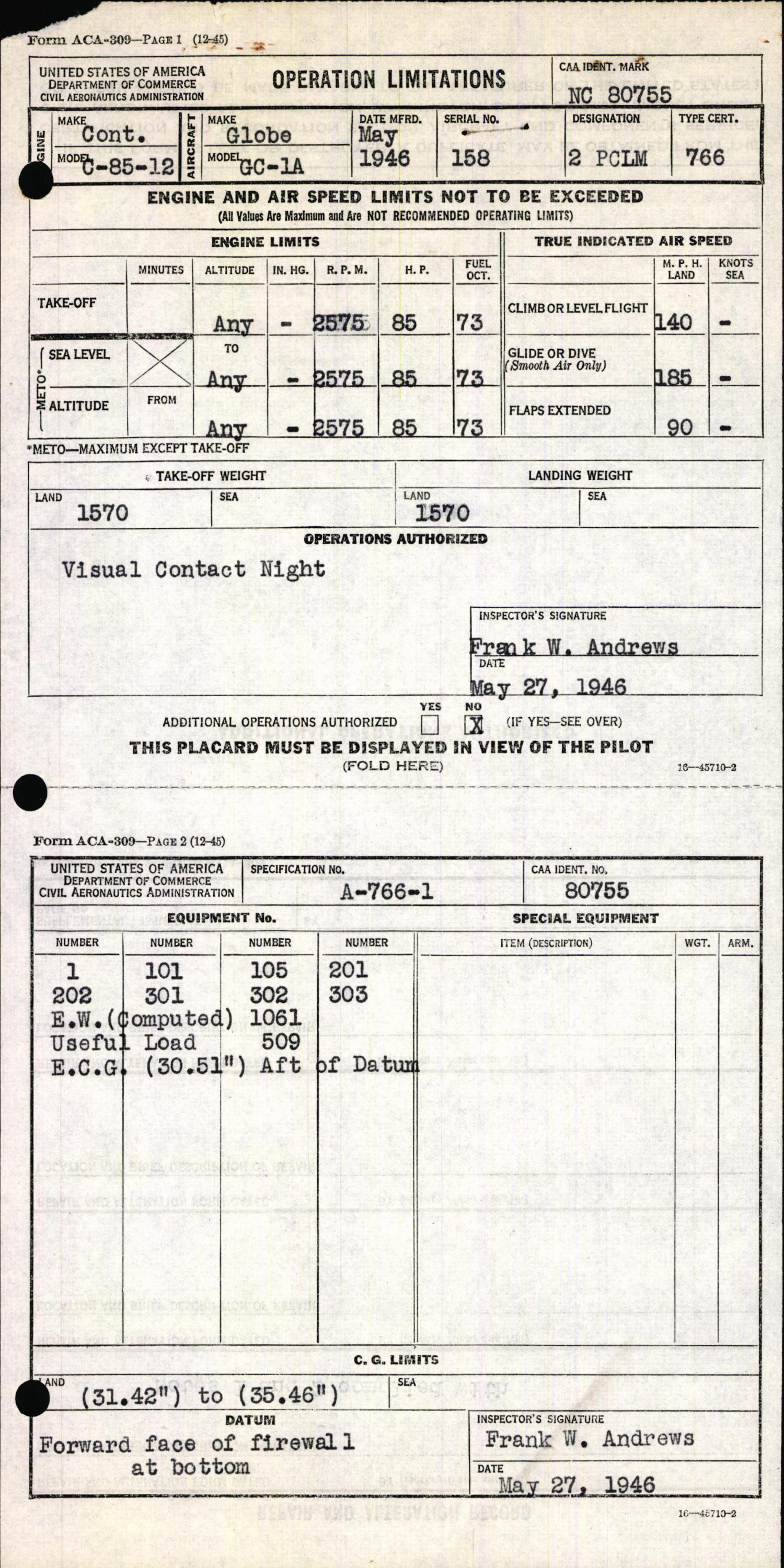 Sample page 5 from AirCorps Library document: Technical Information for Serial Number 158