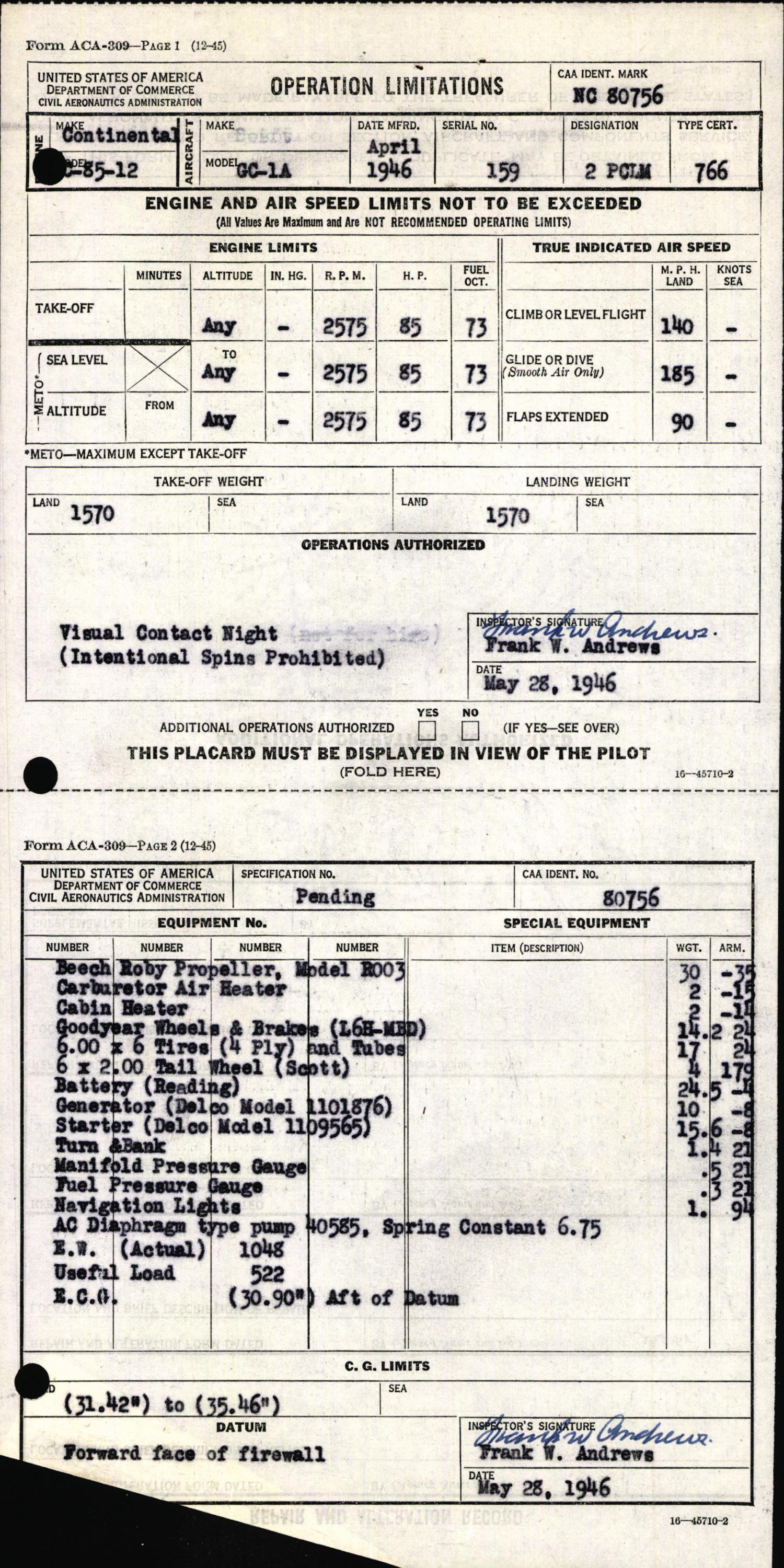 Sample page 7 from AirCorps Library document: Technical Information for Serial Number 159