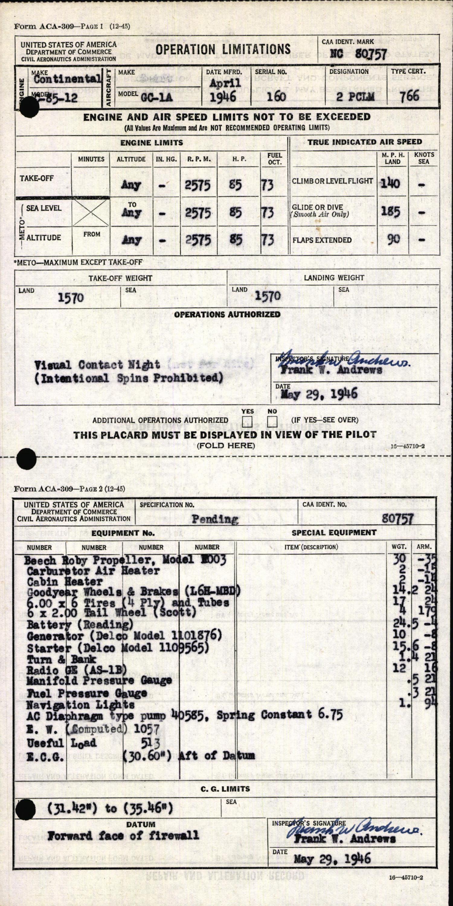 Sample page 7 from AirCorps Library document: Technical Information for Serial Number 160