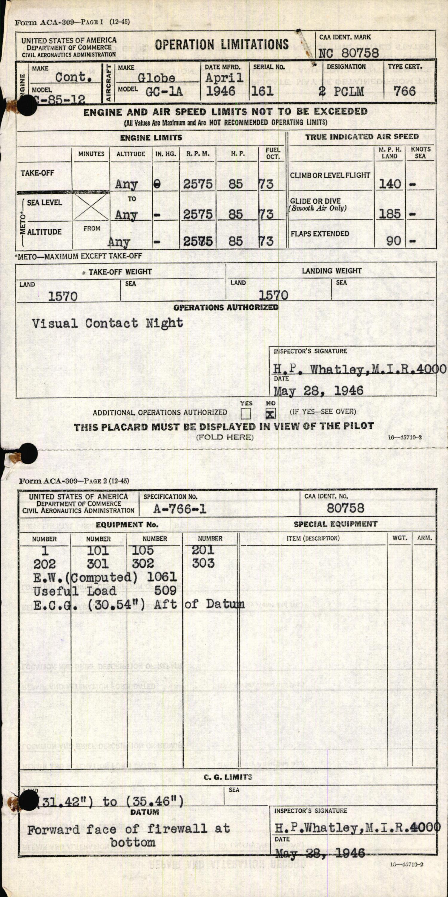 Sample page 5 from AirCorps Library document: Technical Information for Serial Number 161