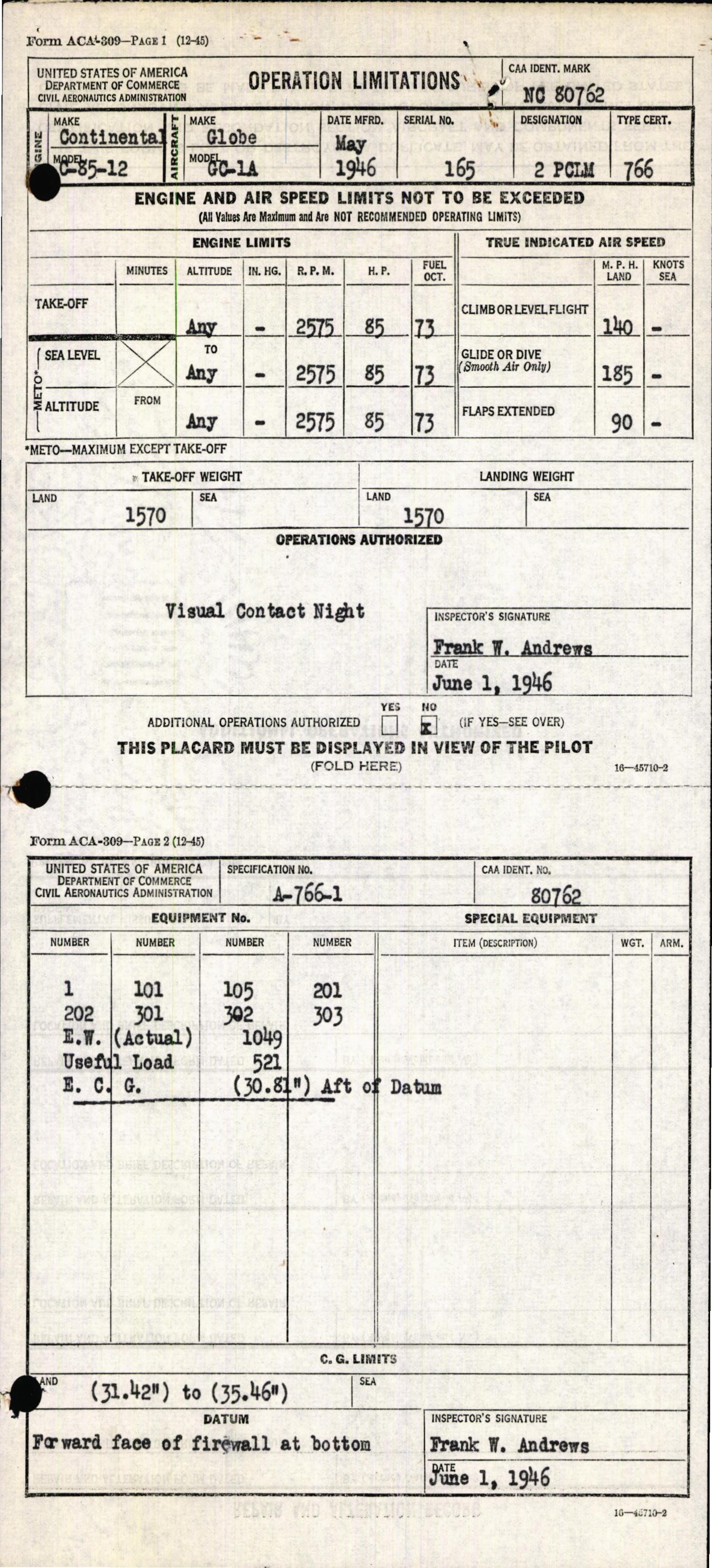 Sample page 5 from AirCorps Library document: Technical Information for Serial Number 165
