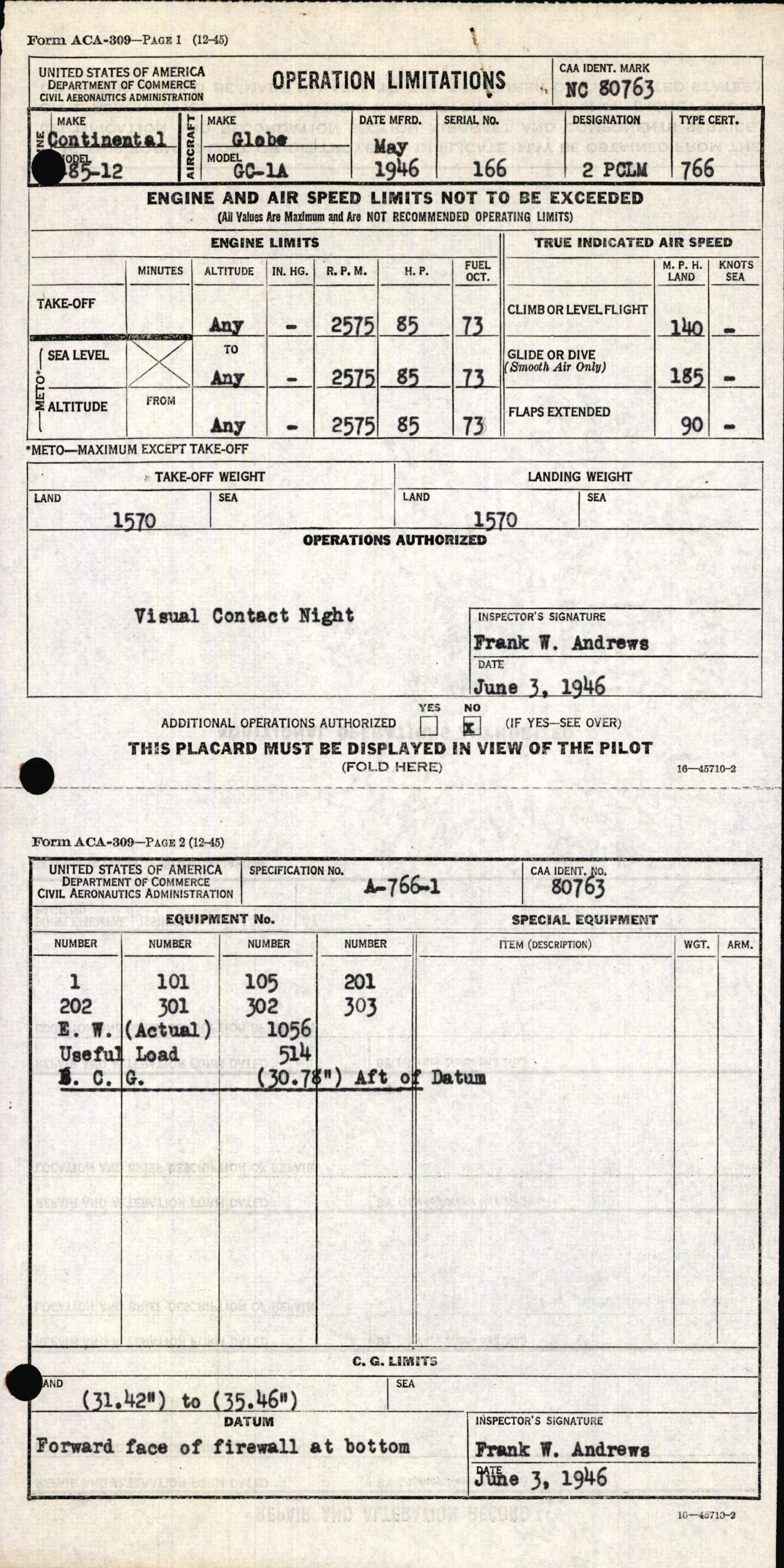 Sample page 5 from AirCorps Library document: Technical Information for Serial Number 166