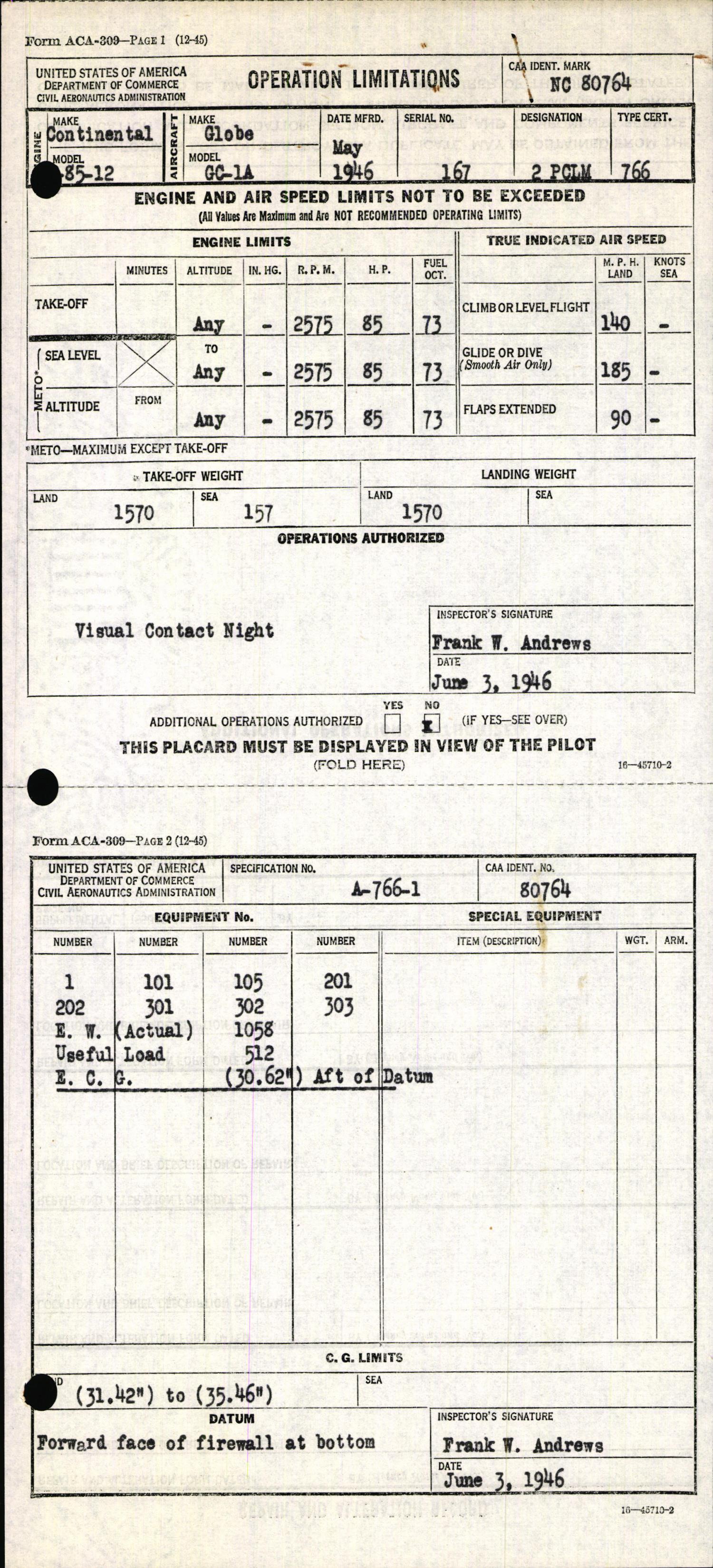 Sample page 5 from AirCorps Library document: Technical Information for Serial Number 167