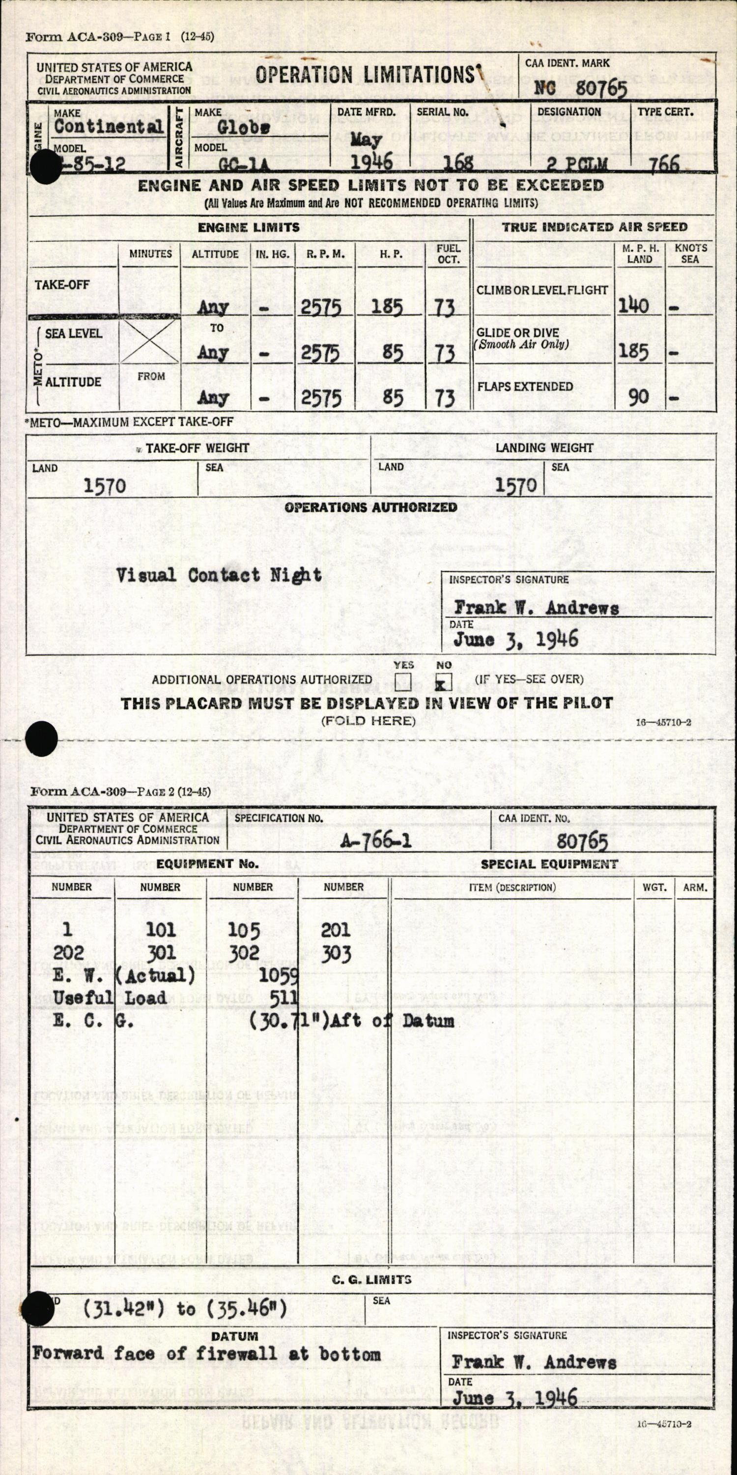 Sample page 5 from AirCorps Library document: Technical Information for Serial Number 168
