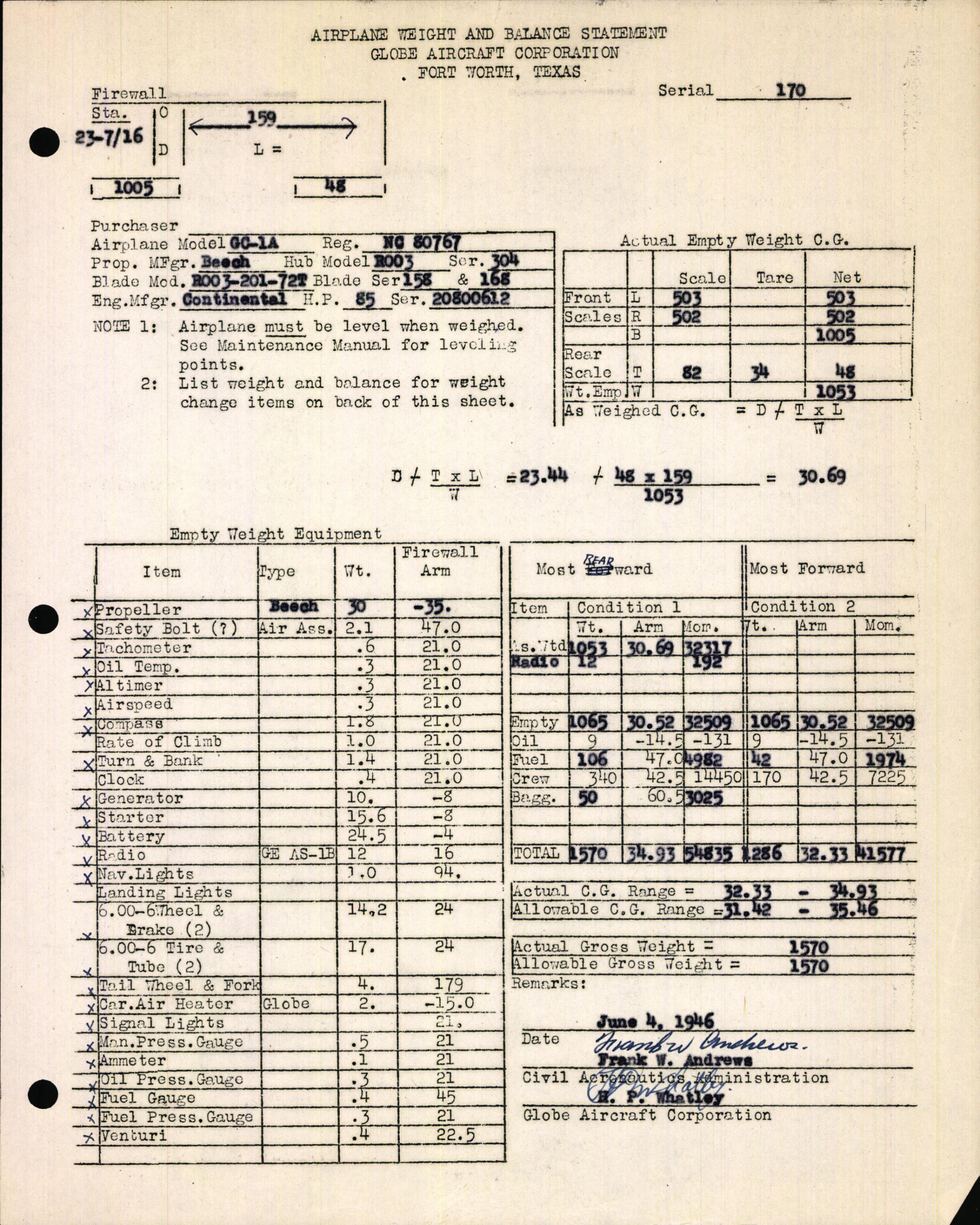 Sample page 5 from AirCorps Library document: Technical Information for Serial Number 170