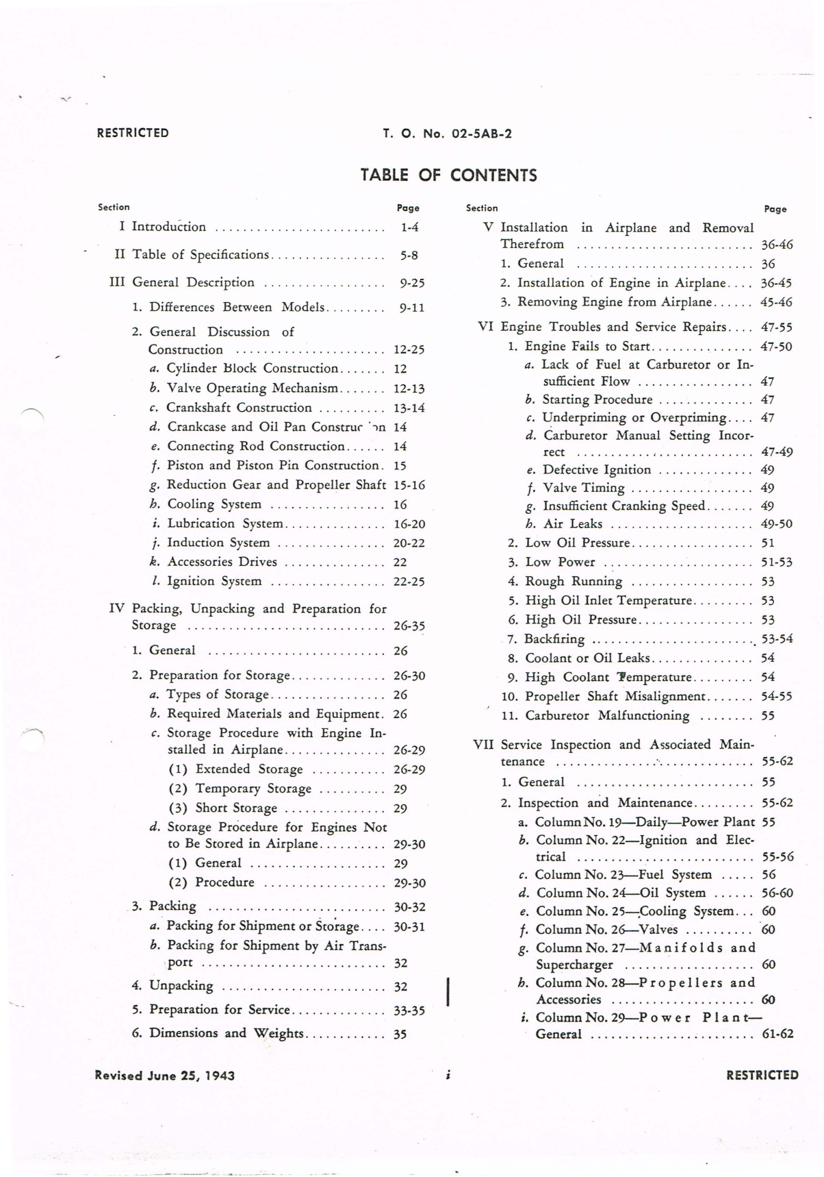 Sample page 5 from AirCorps Library document: Service Instructions for V-1710 Series Engines