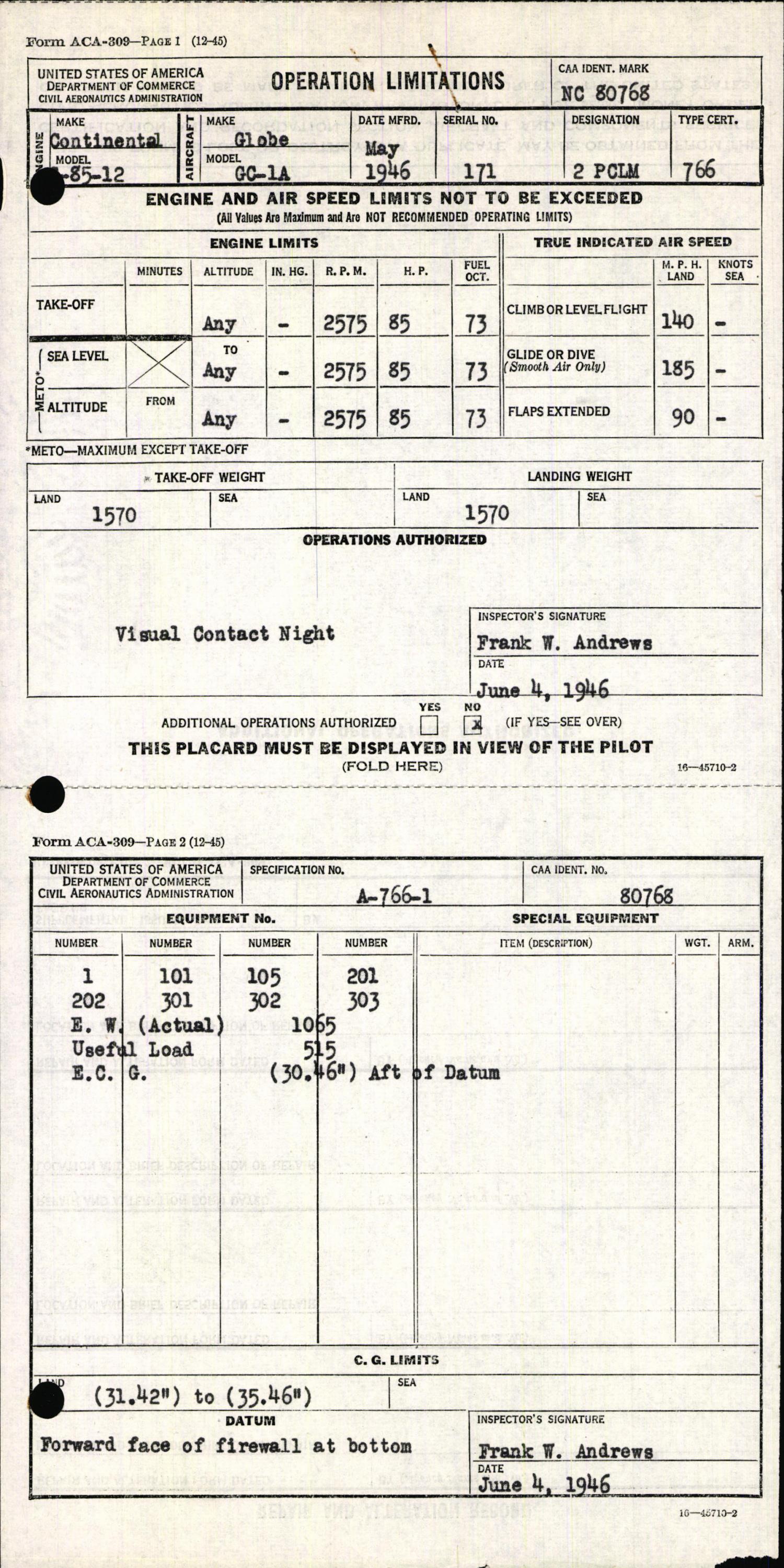 Sample page 5 from AirCorps Library document: Technical Information for Serial Number 171