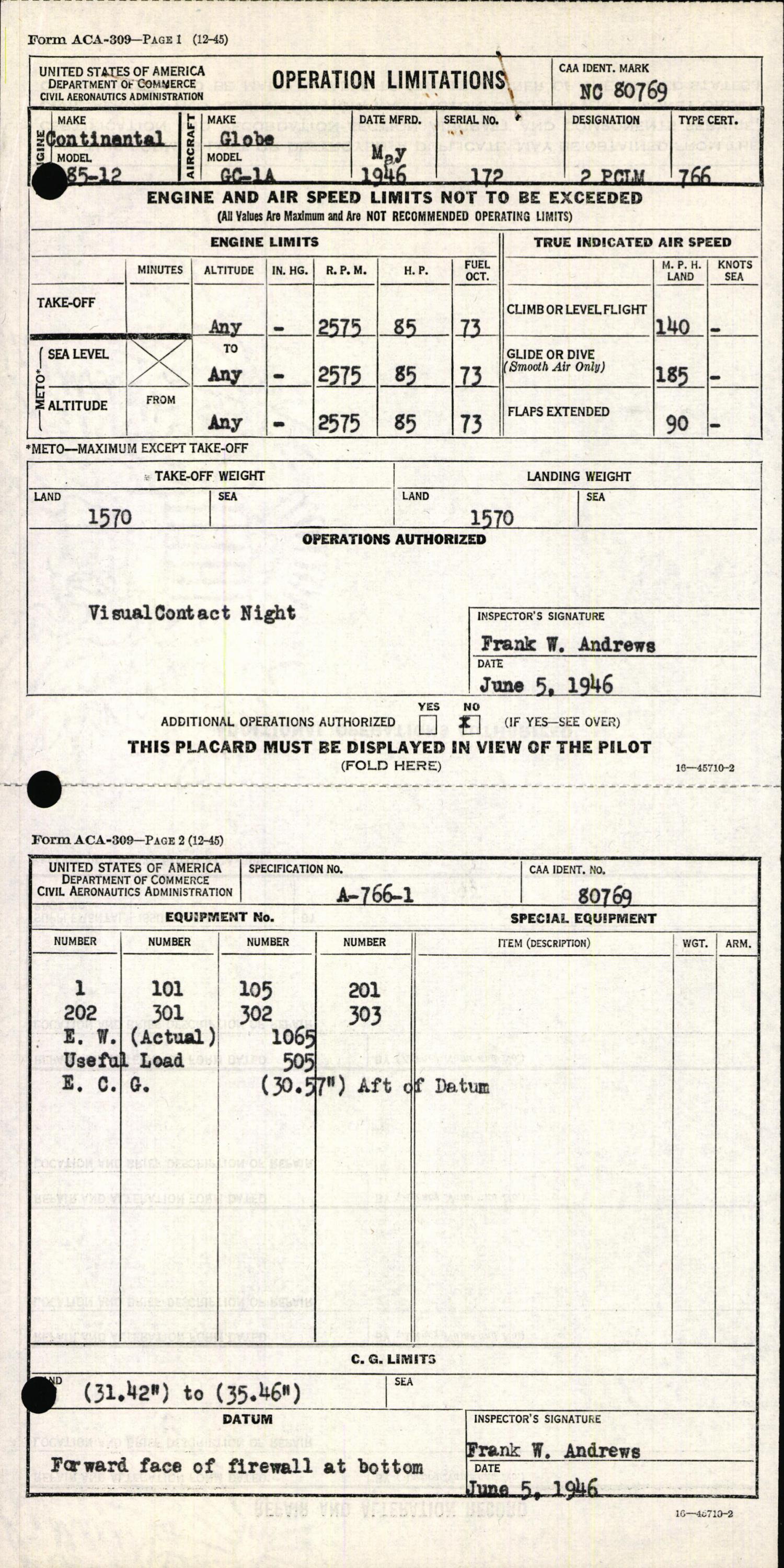 Sample page 3 from AirCorps Library document: Technical Information for Serial Number 172