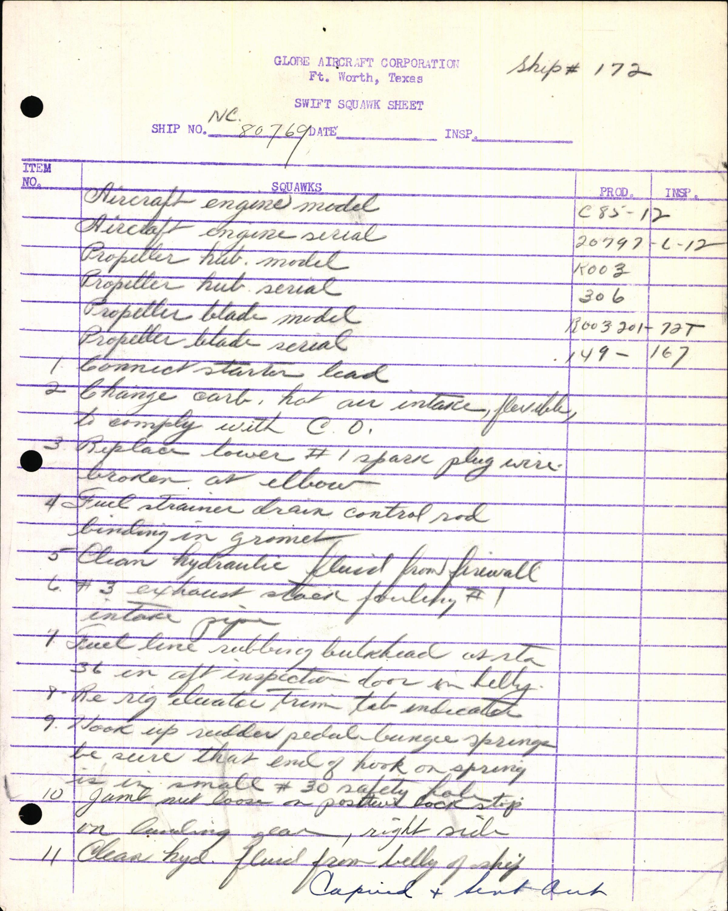 Sample page 5 from AirCorps Library document: Technical Information for Serial Number 172