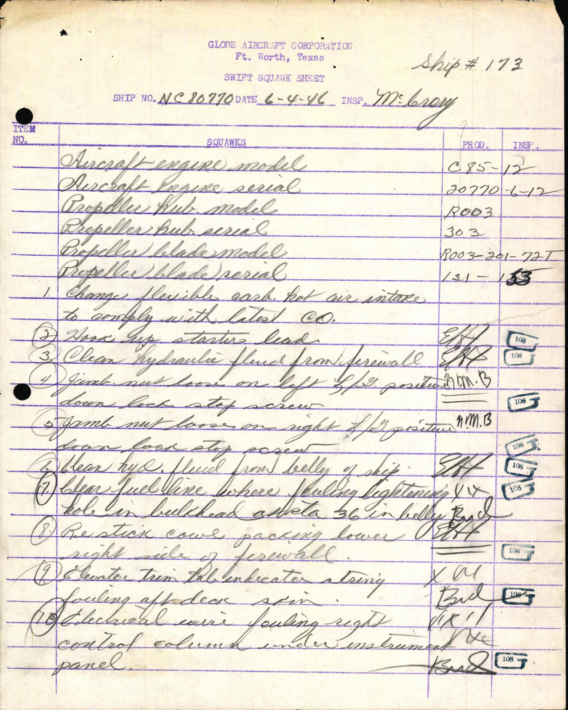 Sample page 7 from AirCorps Library document: Technical Information for Serial Number 173