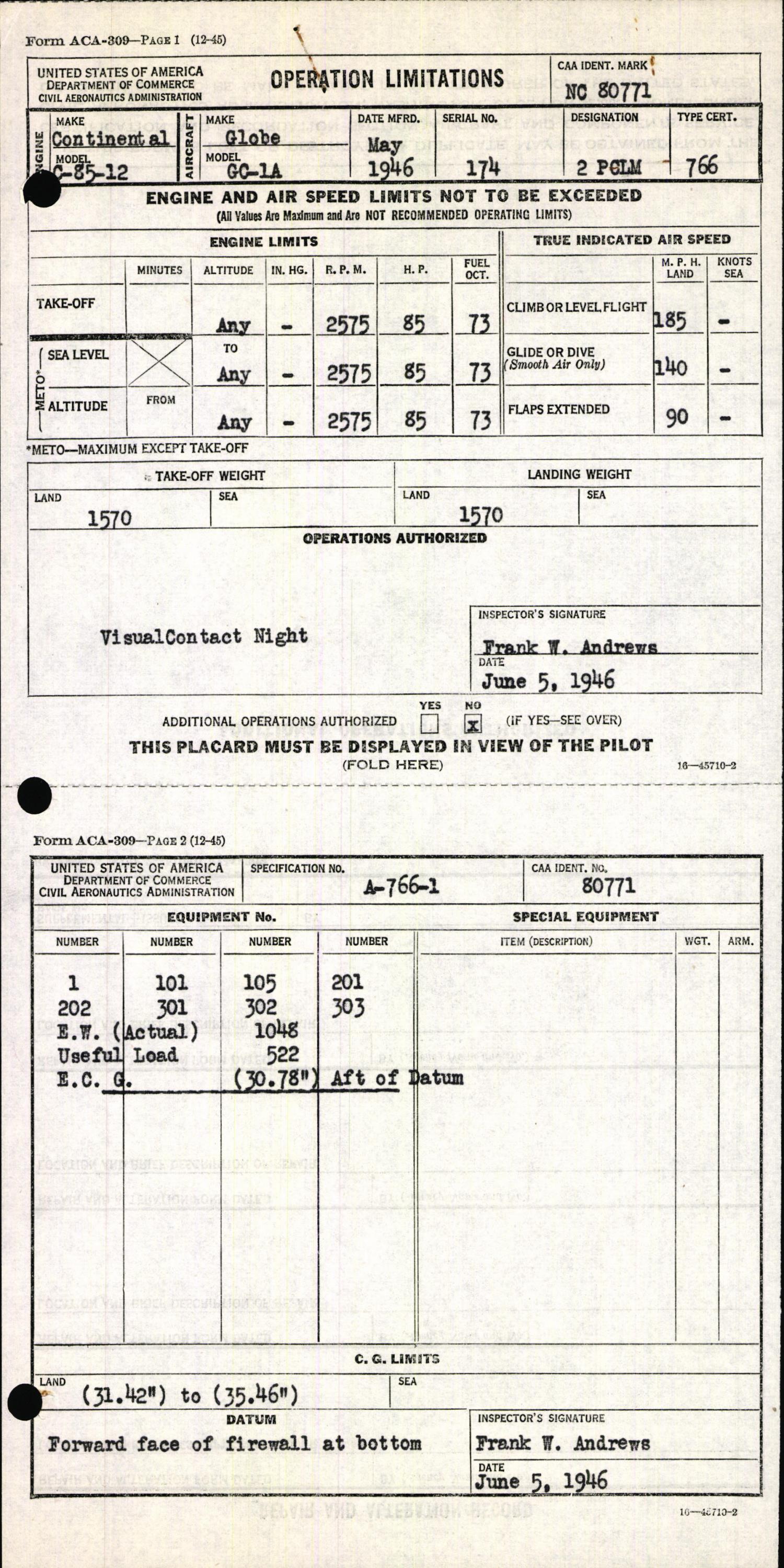 Sample page 3 from AirCorps Library document: Technical Information for Serial Number 174