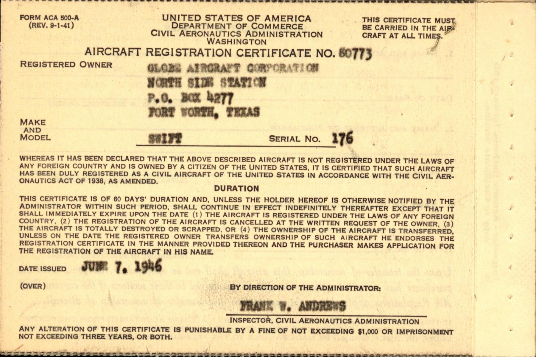 Sample page 4 from AirCorps Library document: Technical Information for Serial Number 176